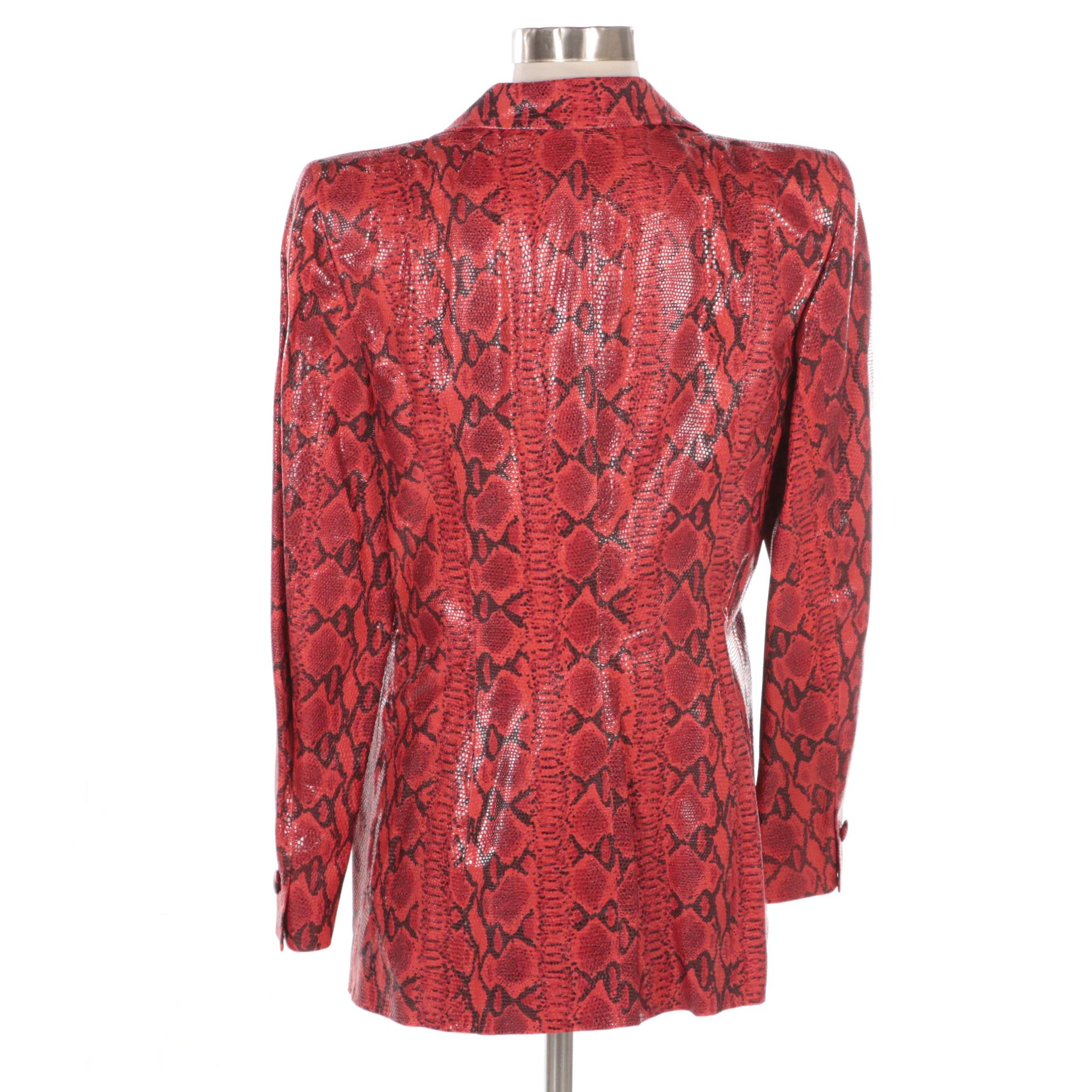 Escada Python Embossed Leather Two-Button Jacket, New with Tag