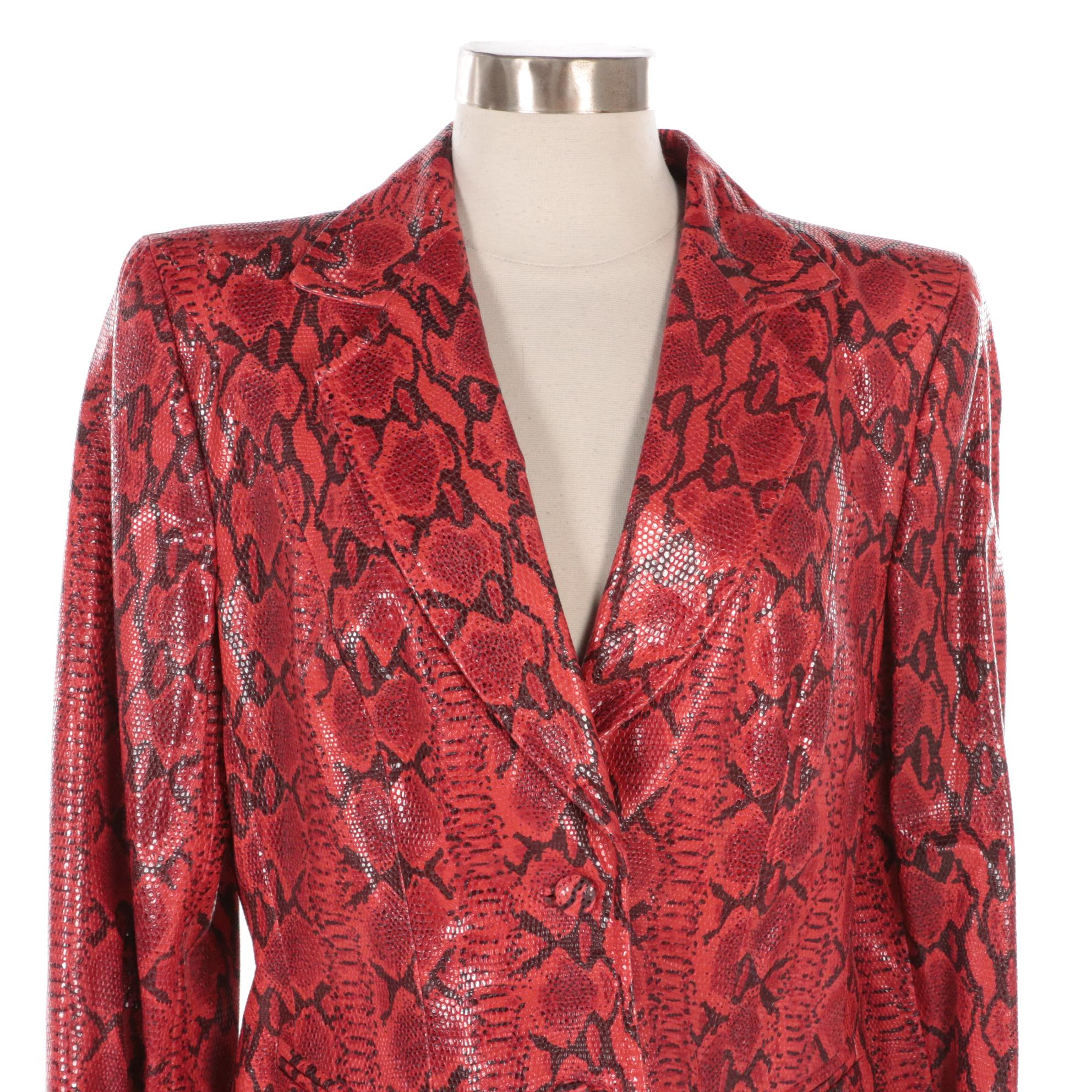 Escada Python Embossed Leather Two-Button Jacket, New with Tag