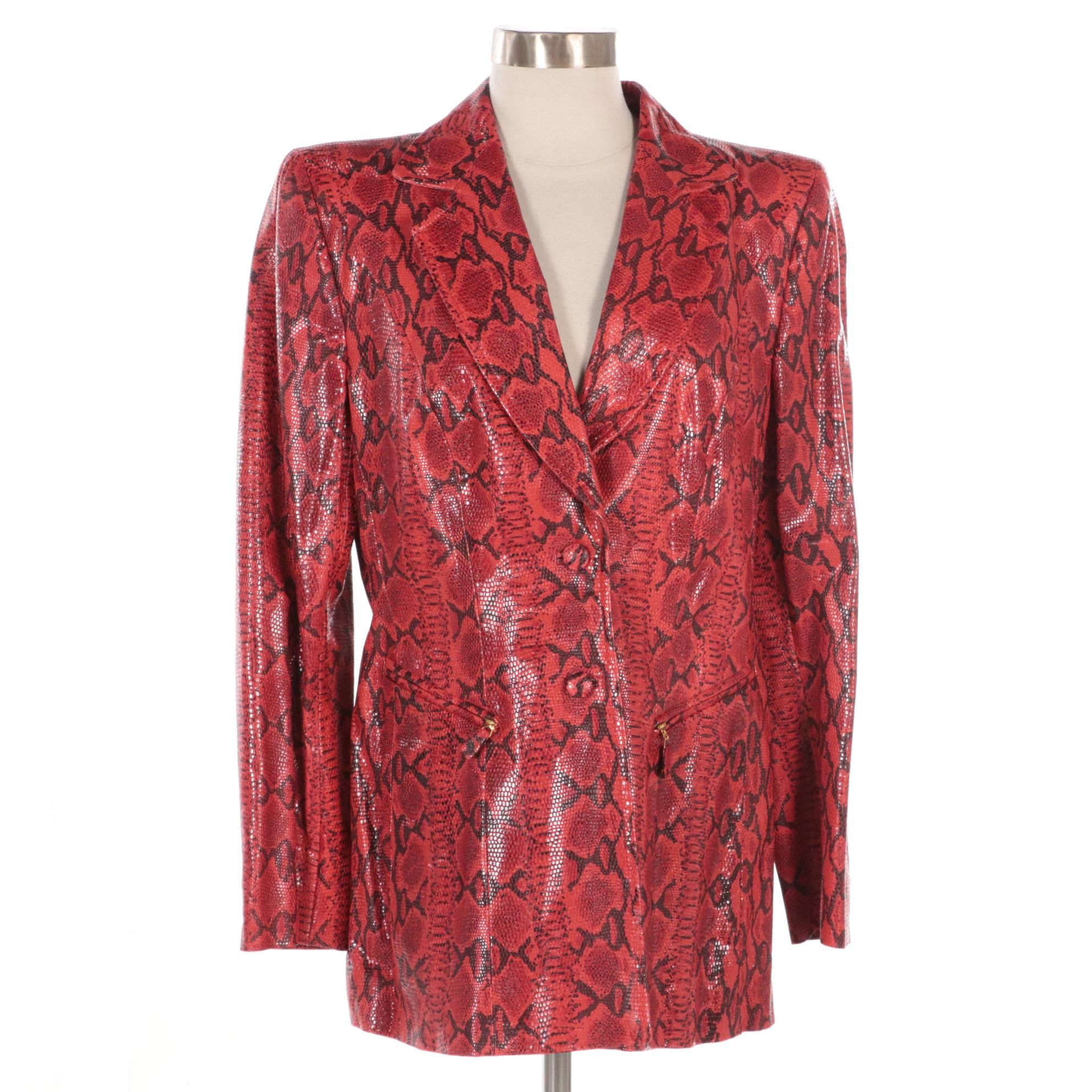 Escada Python Embossed Leather Two-Button Jacket, New with Tag