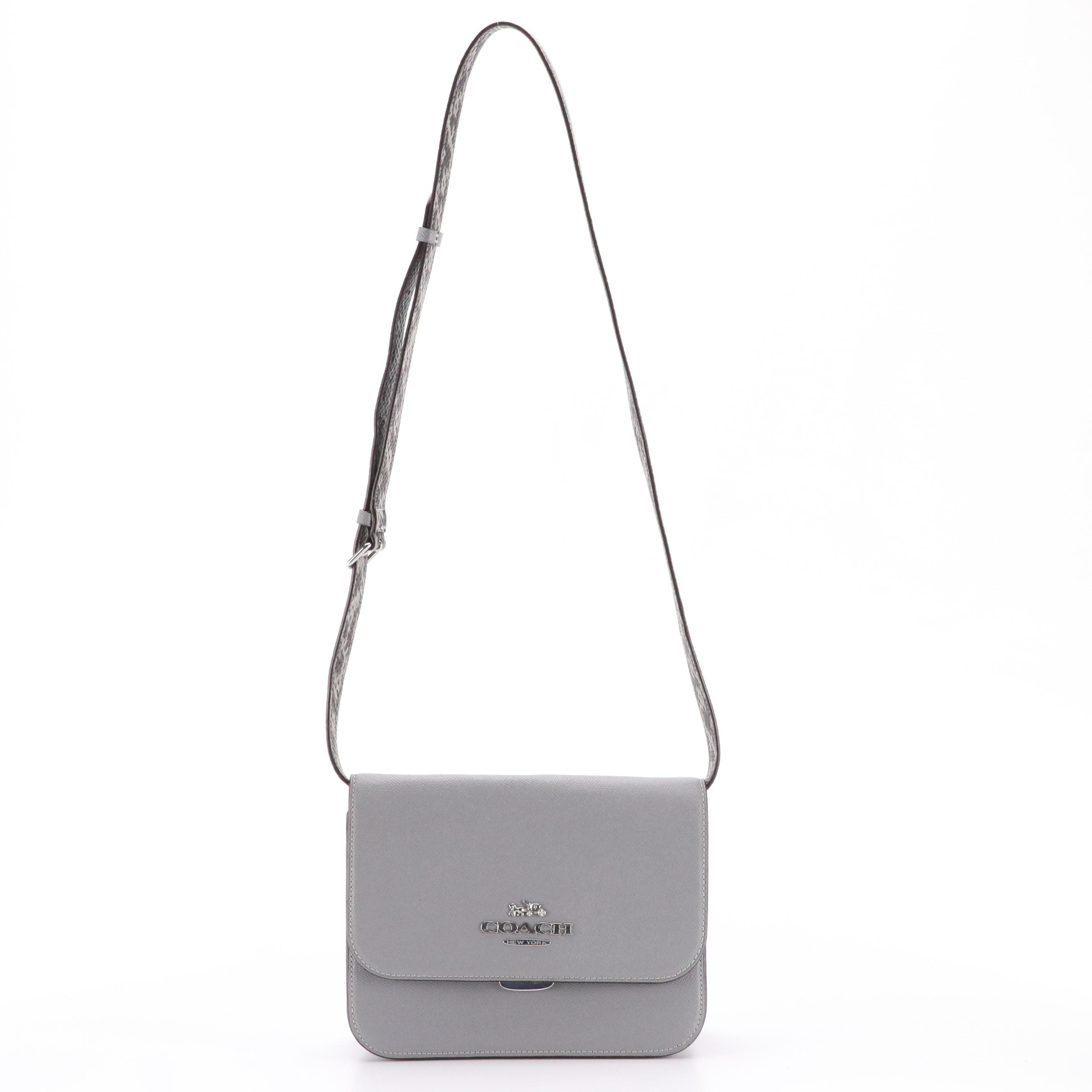 Coach Front Flap Brynn Crossbody in Gray Crossgrain and Embossed Leather