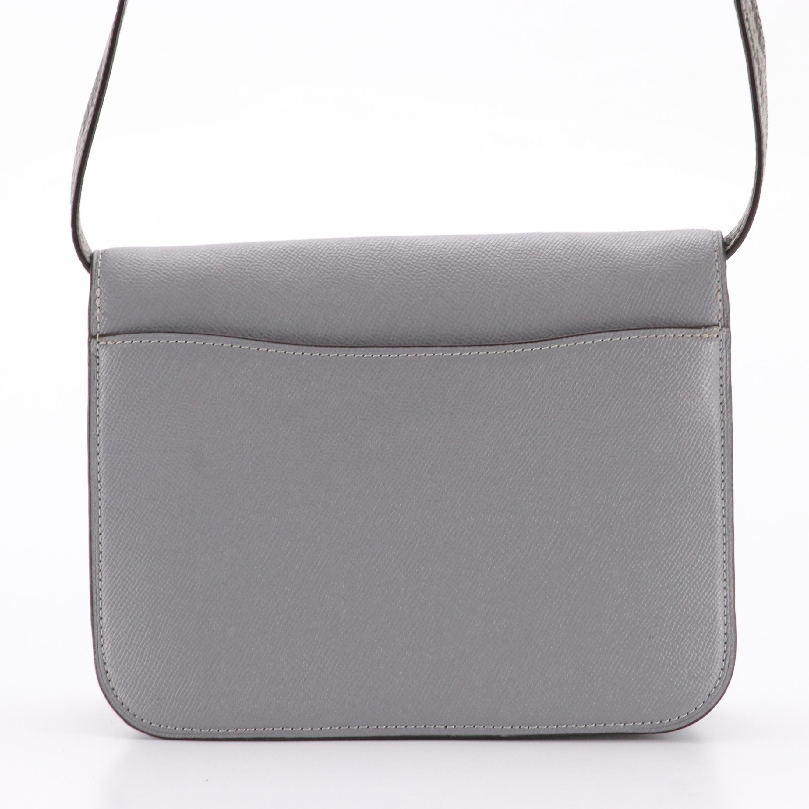 Coach Front Flap Brynn Crossbody in Gray Crossgrain and Embossed Leather