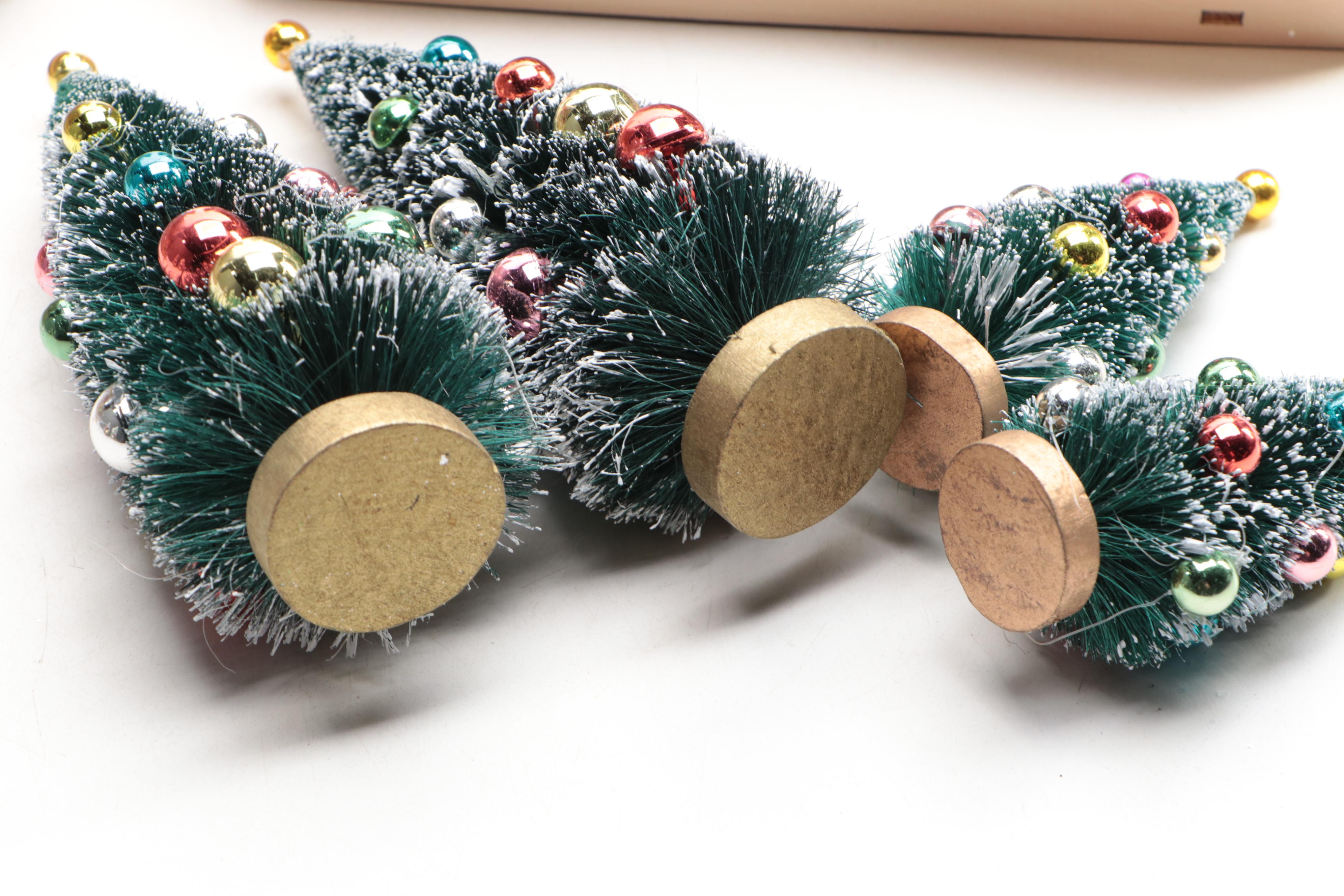 World Market Laser-Cut Wood Christmas Village Décor with Bottlebrush Trees, More