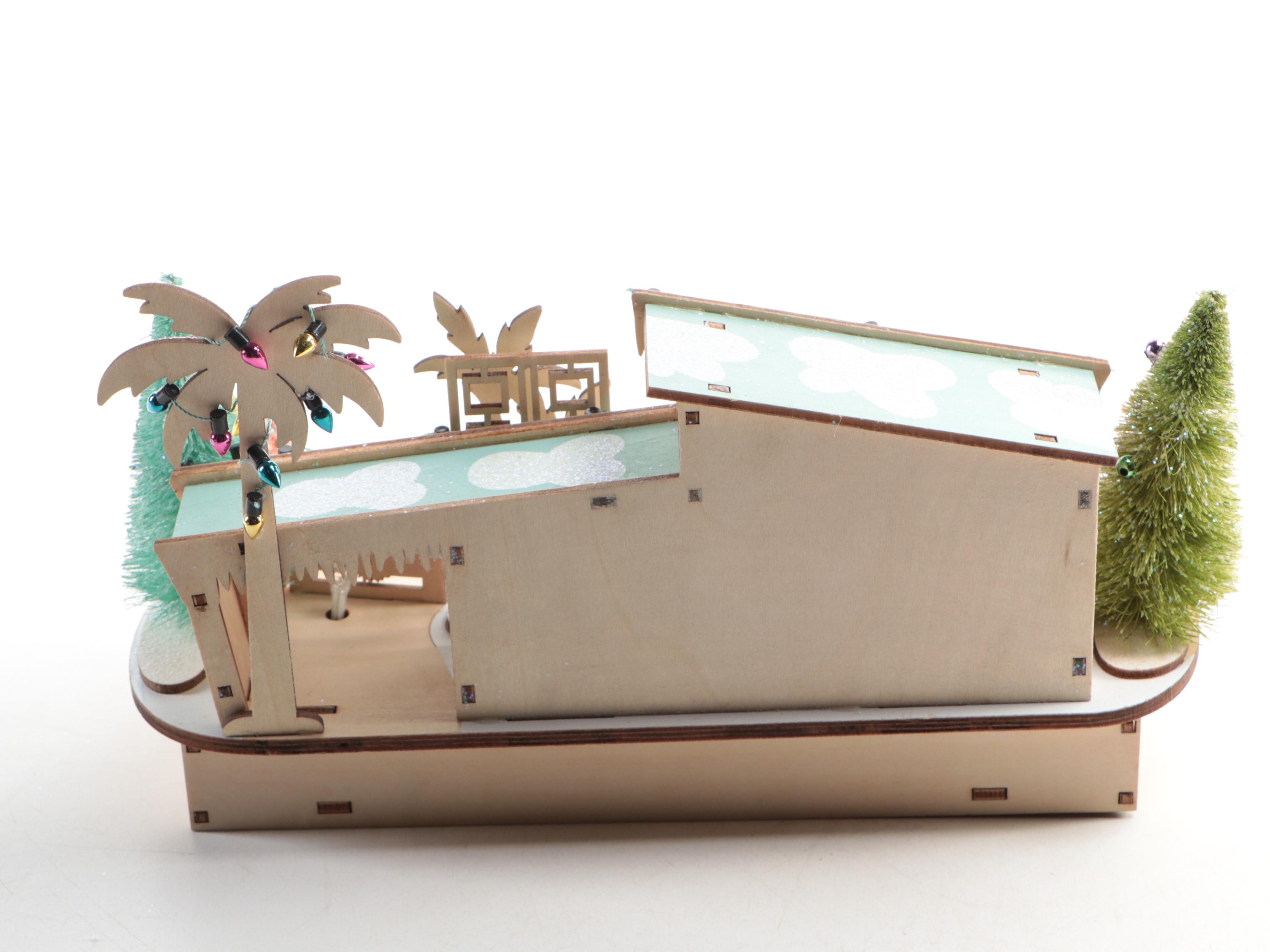 World Market Laser-Cut Wood Christmas Village Décor with Bottlebrush Trees, More