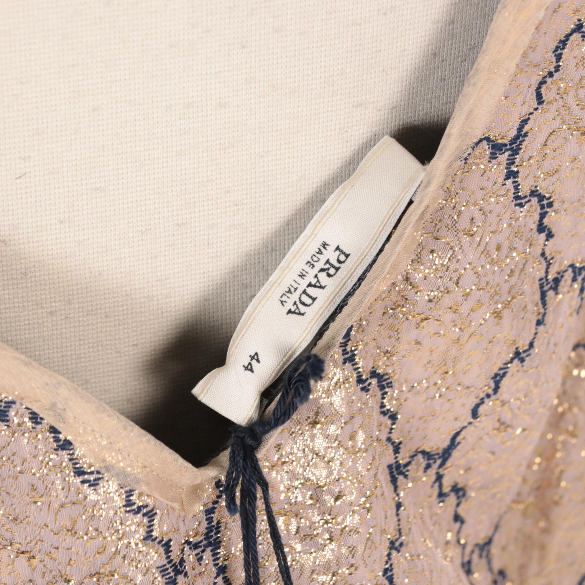 Prada Navy/Metallic Matelassé Lurex Sleeveless Top and Skirt, New with Tags