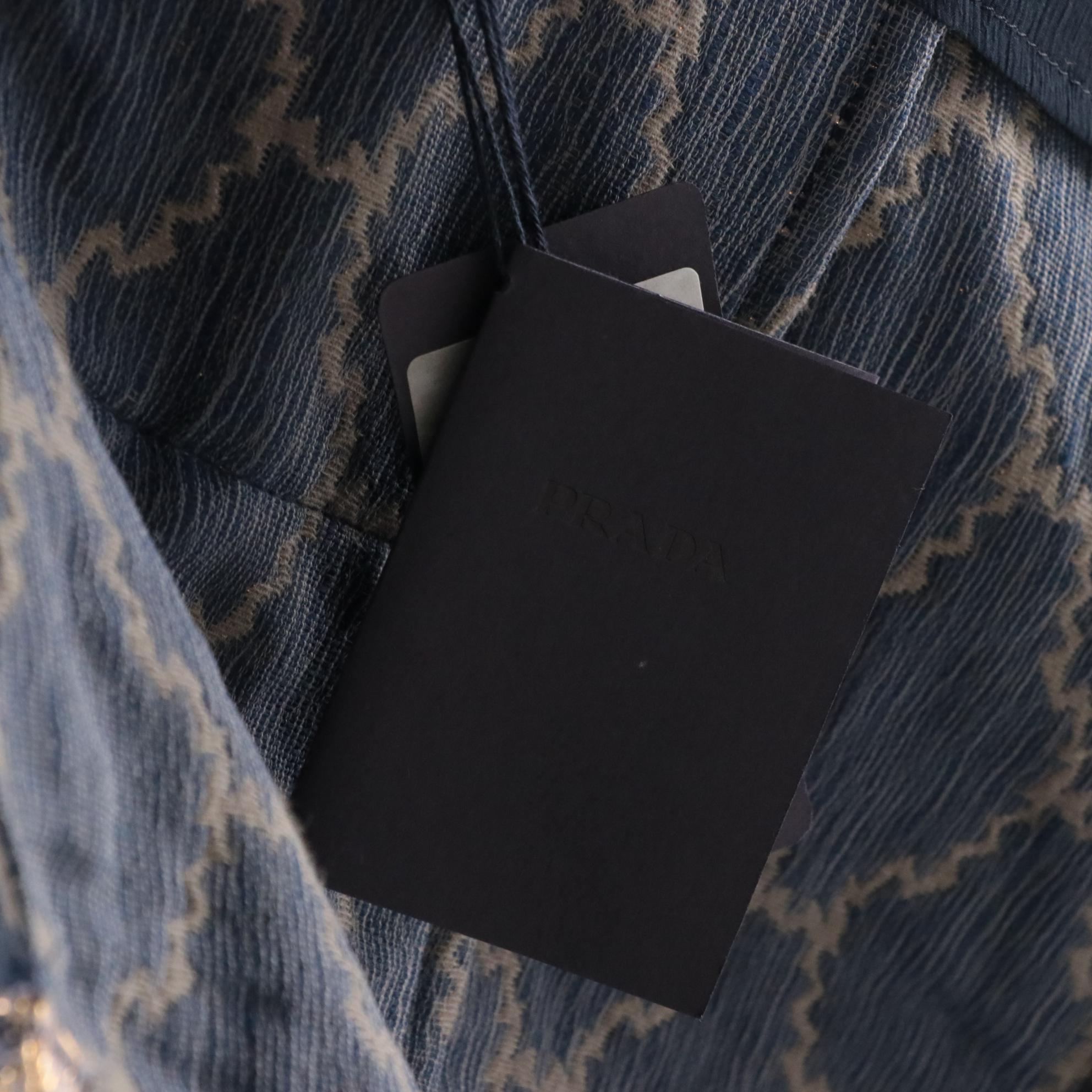 Prada Navy/Metallic Matelassé Lurex Sleeveless Top and Skirt, New with Tags