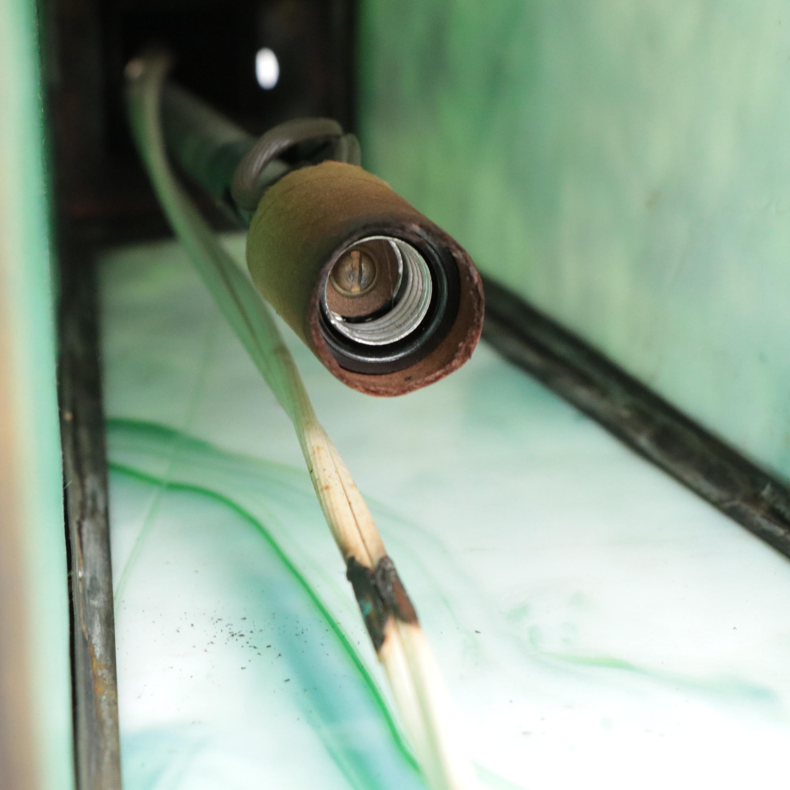 Handel Style Slag Glass with Metal Pine Needle Overlay Table Lamp