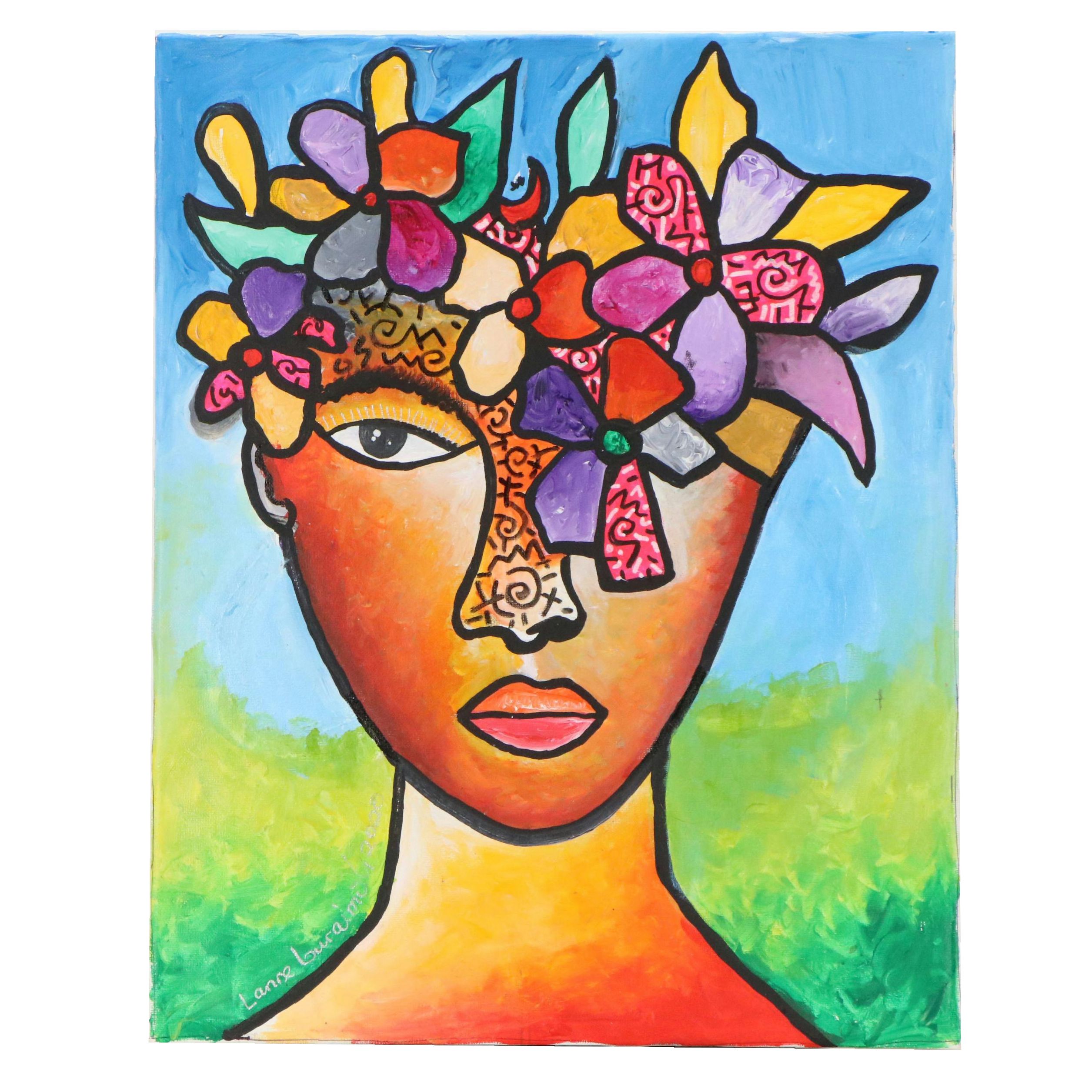 Lanre Buraimoh Stylized Acrylic Portrait, 2020