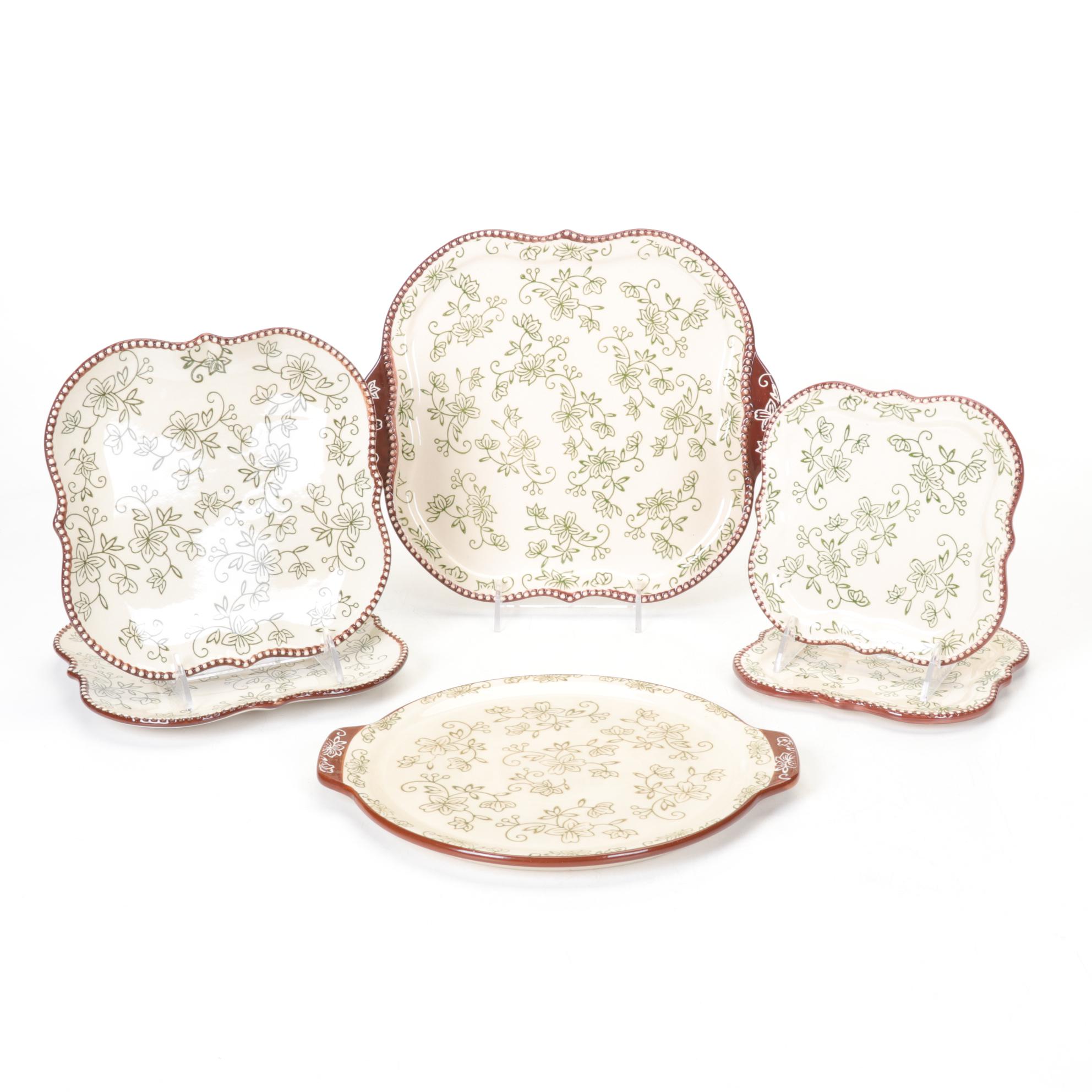 Temp-Tations by Tara "Floral Lace" Stoneware Serving Plates