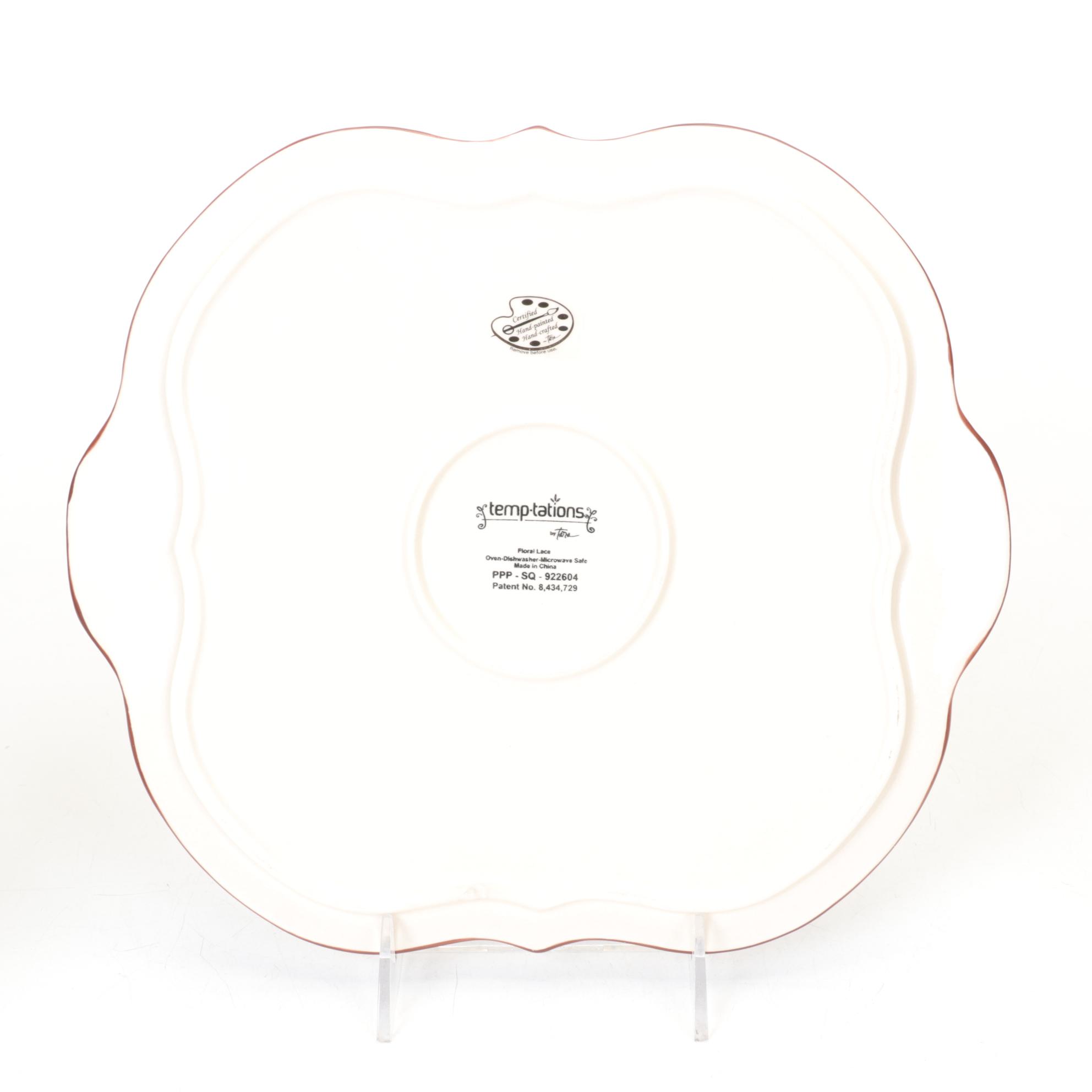 Temp-Tations by Tara "Floral Lace" Stoneware Serving Plates