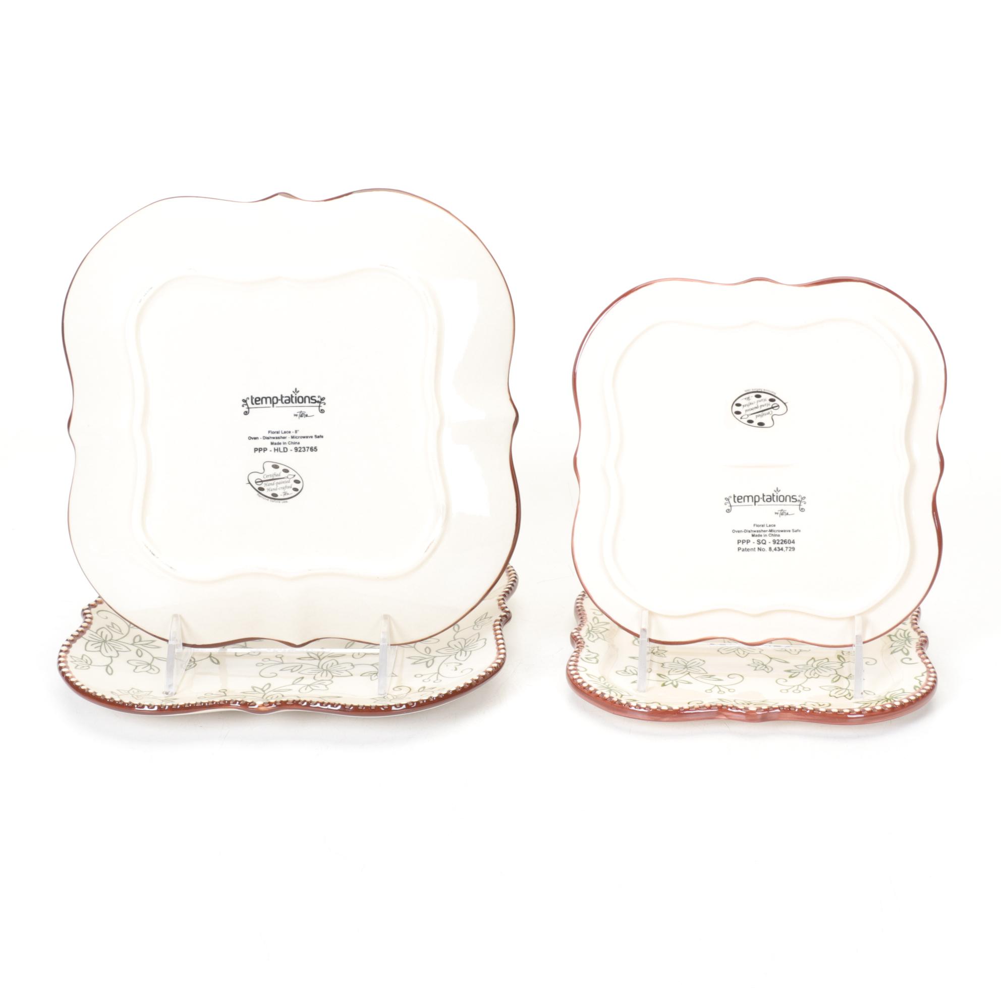 Temp-Tations by Tara "Floral Lace" Stoneware Serving Plates