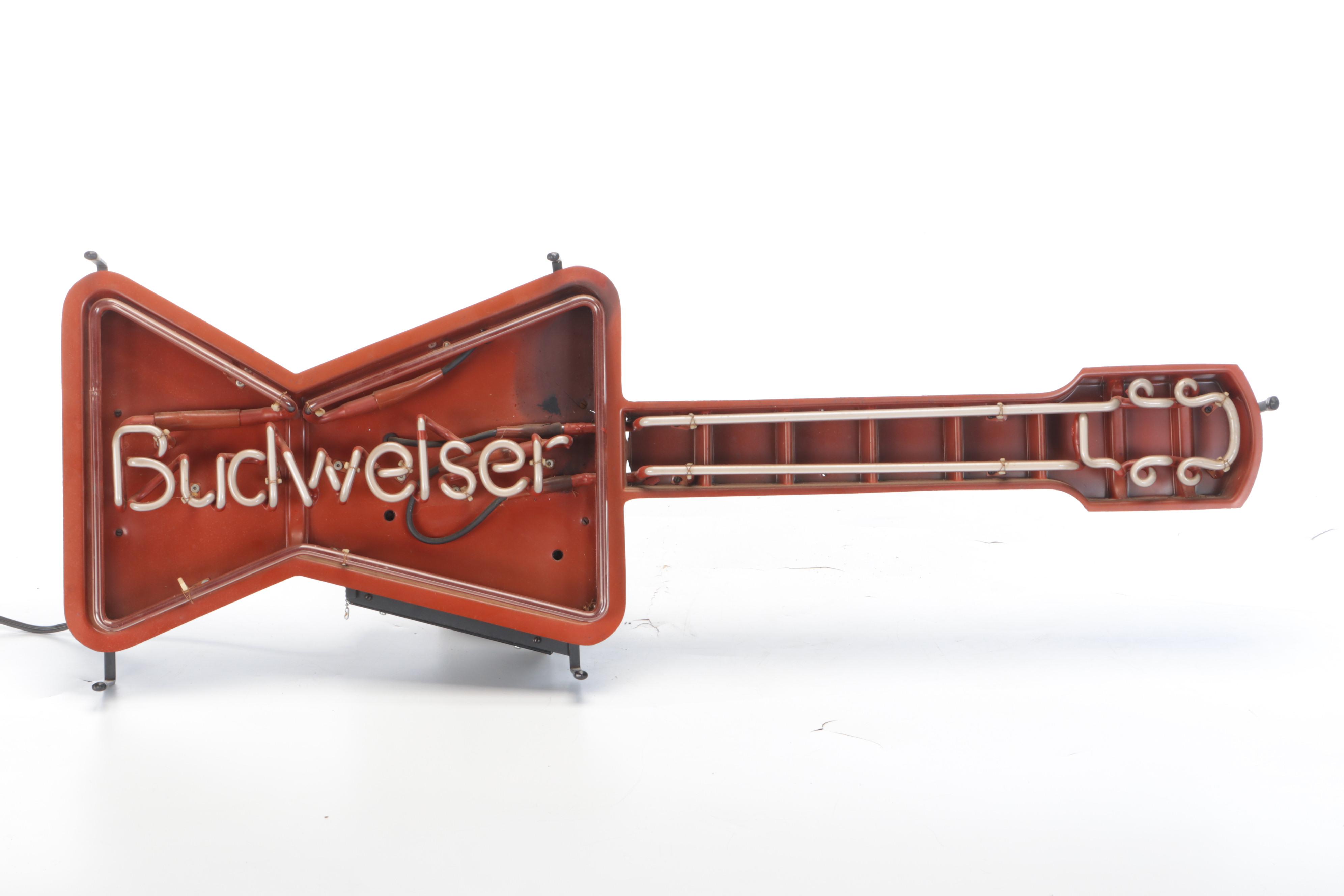 Budweiser Guitar Neon Light, 1990