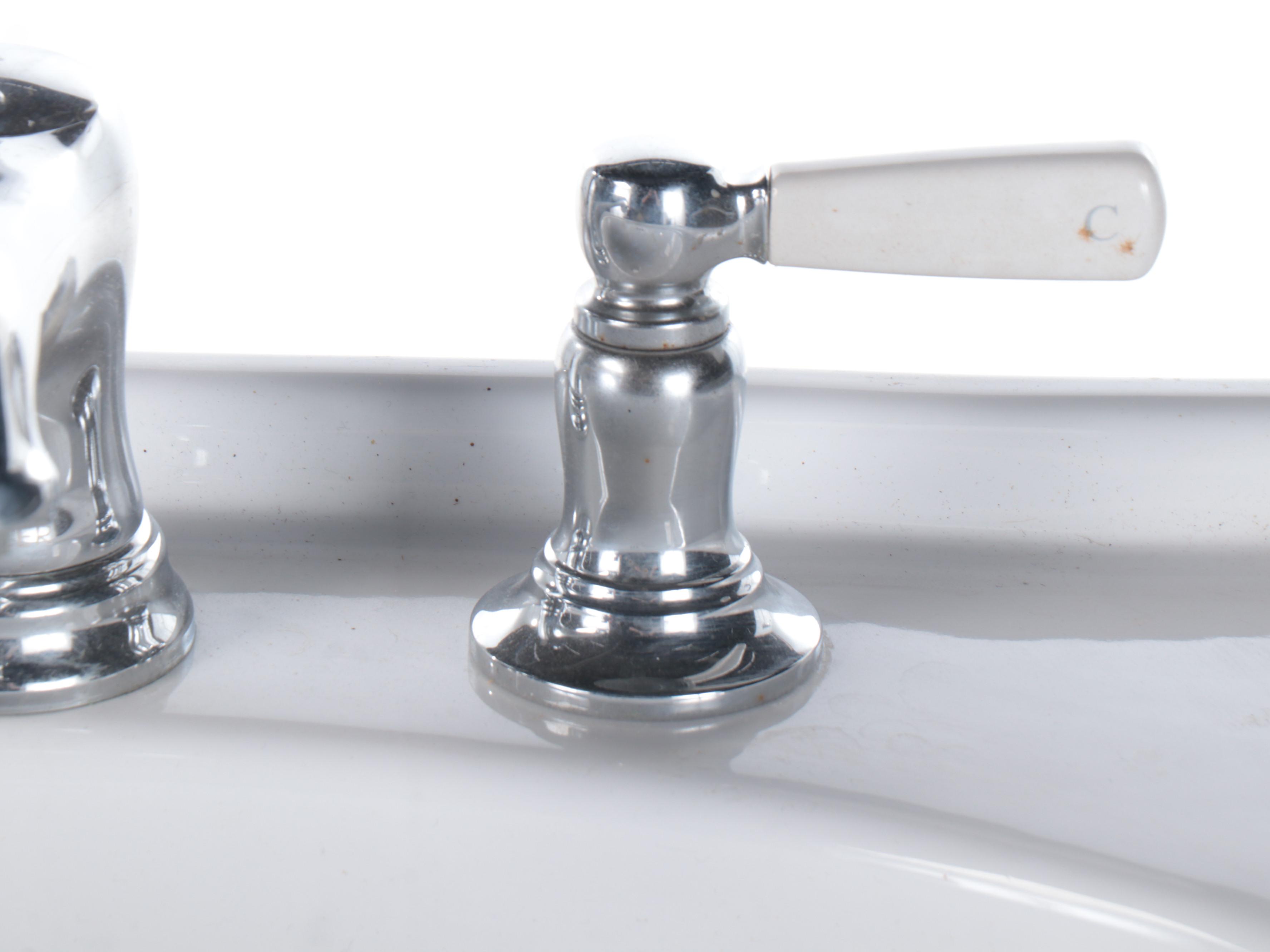 Modernist Style Porcelain Bathroom Sink with Wood and Glass Vanity