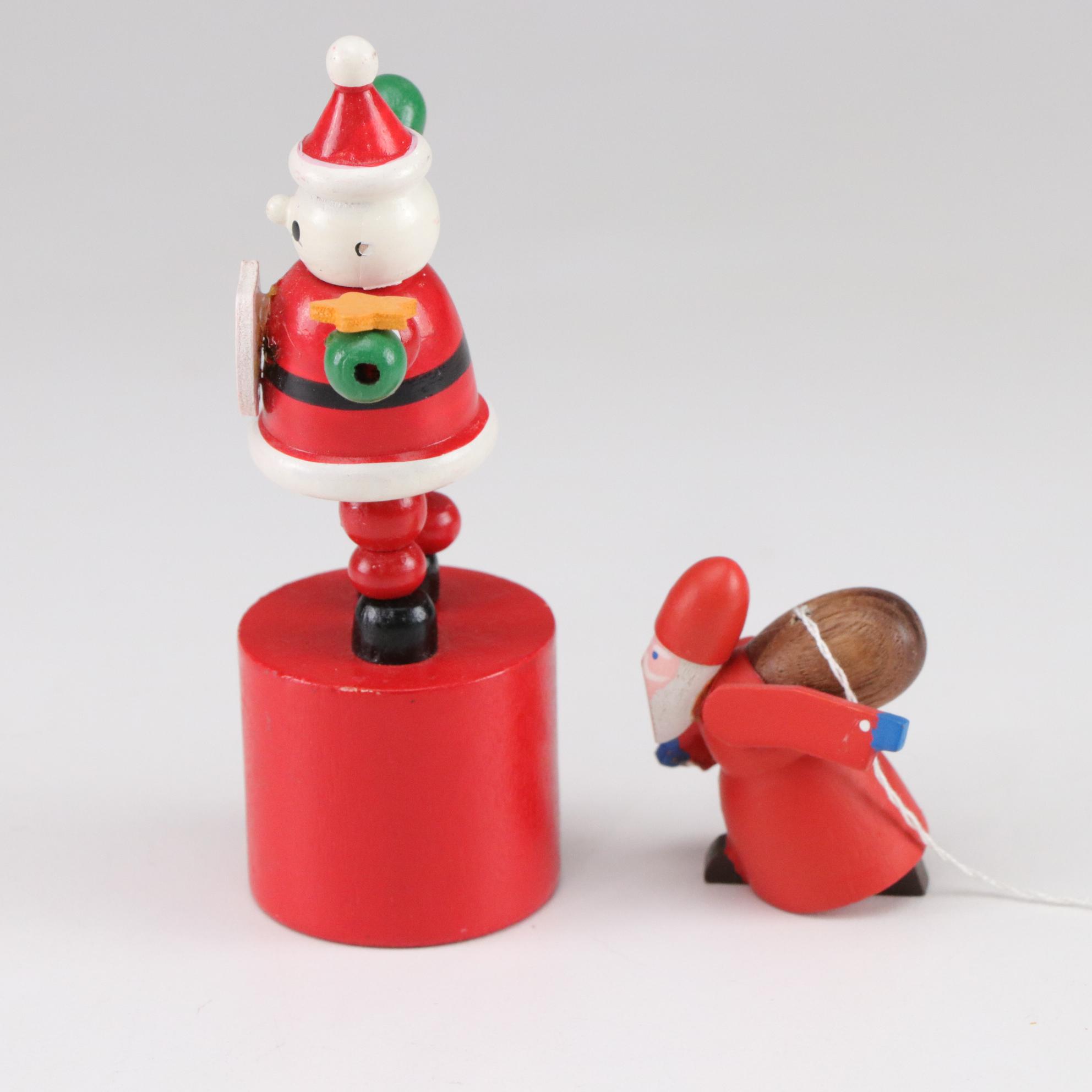 German Incense Smoker and Wooden Santa Figurines