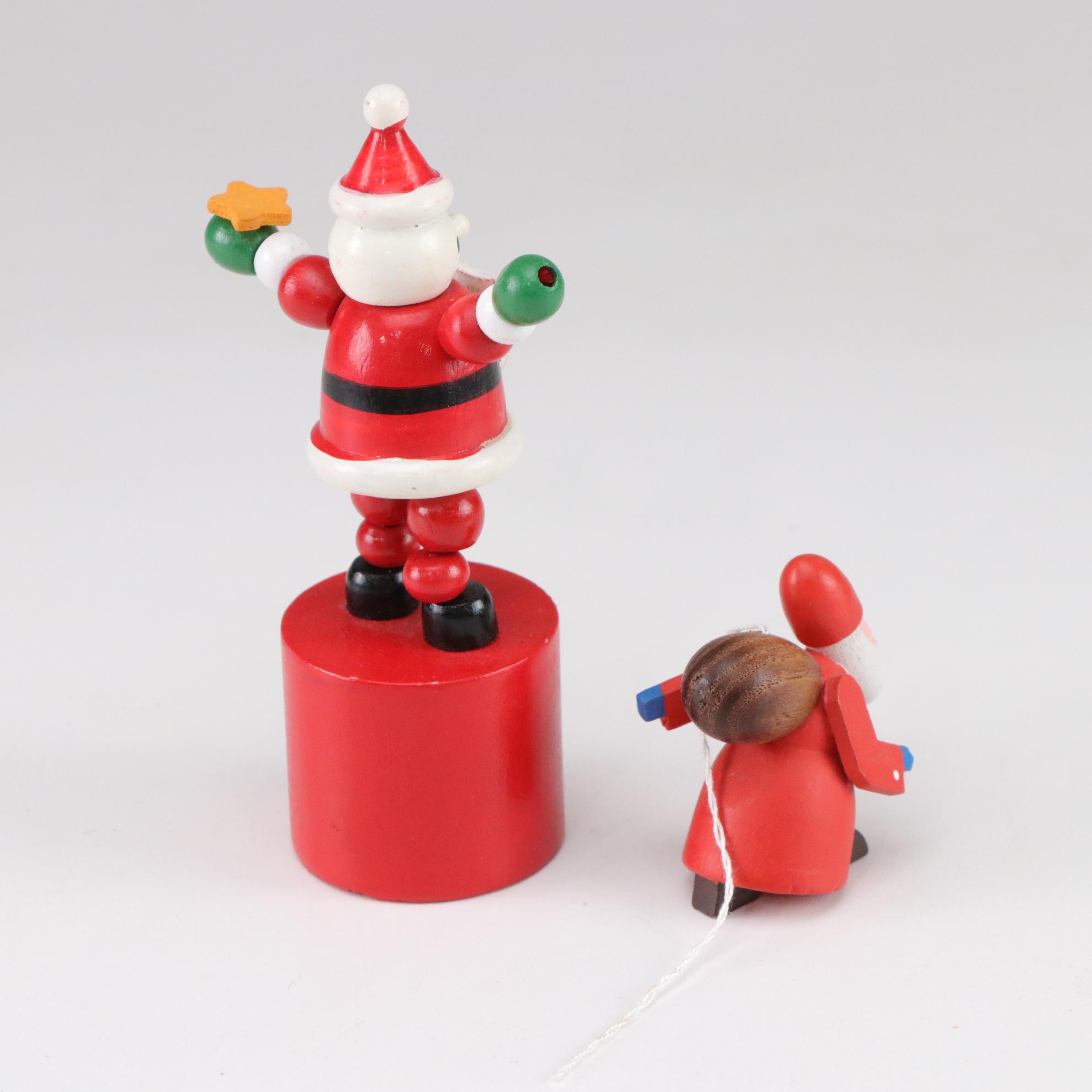 German Incense Smoker and Wooden Santa Figurines