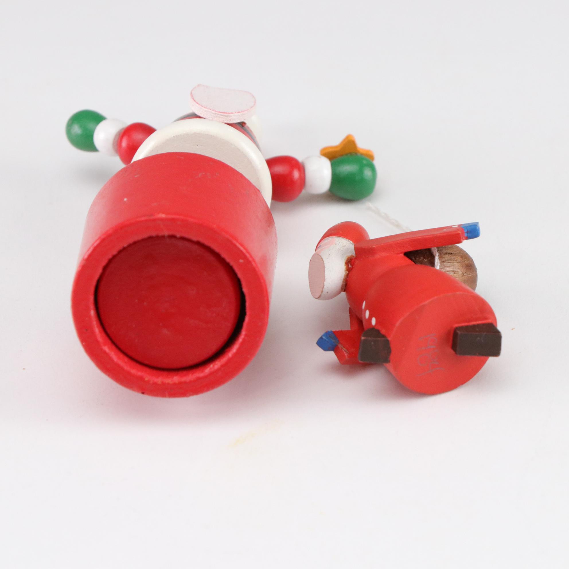 German Incense Smoker and Wooden Santa Figurines