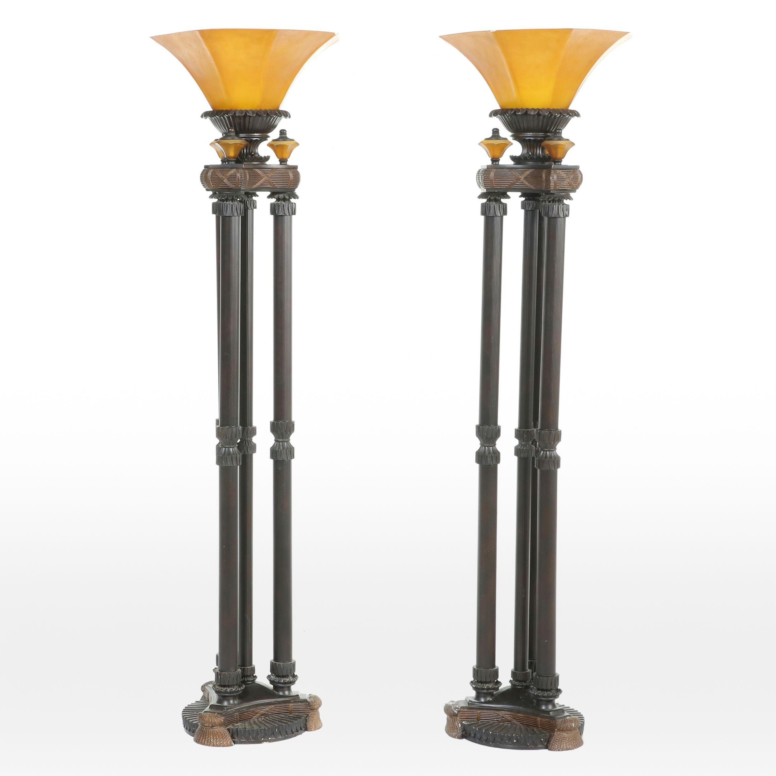 Tri torchiere floor lamp with nightlight top