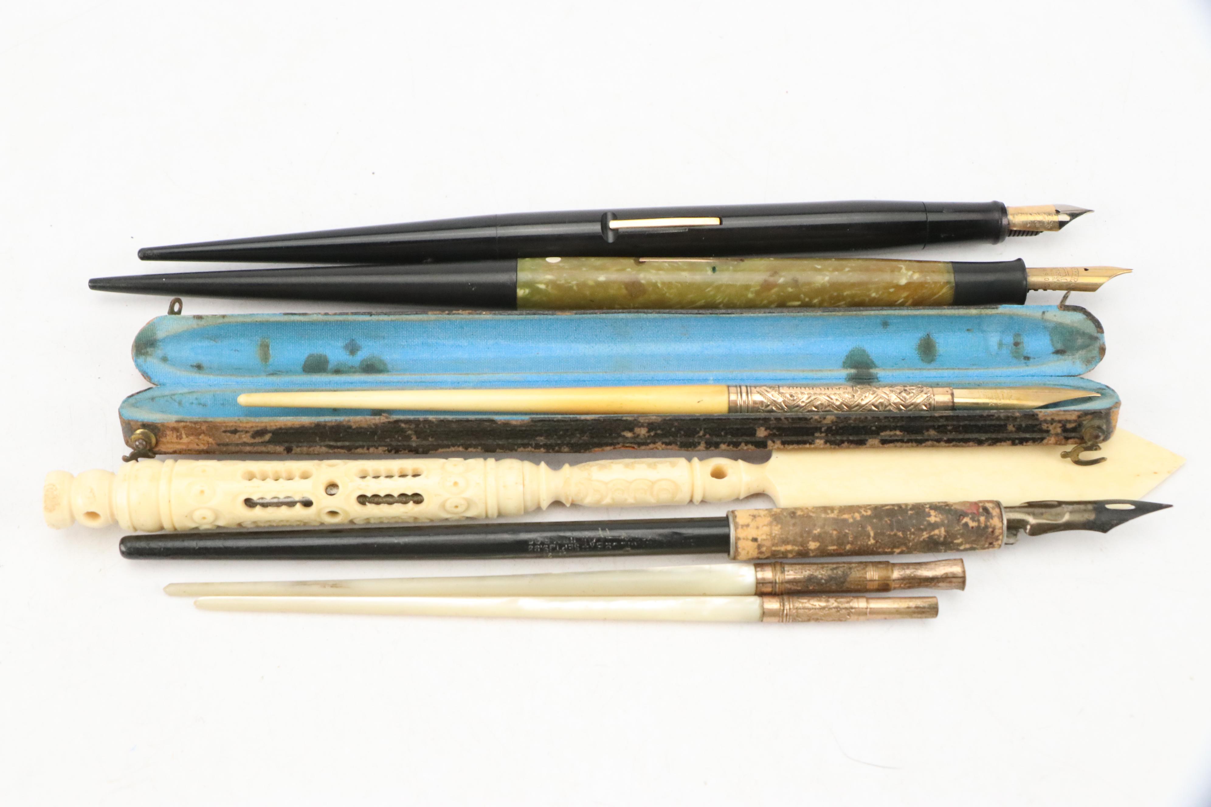 Leroy Fairchild Mother-of-Pearl Ink Dip Pens with Other Pens and Nibs
