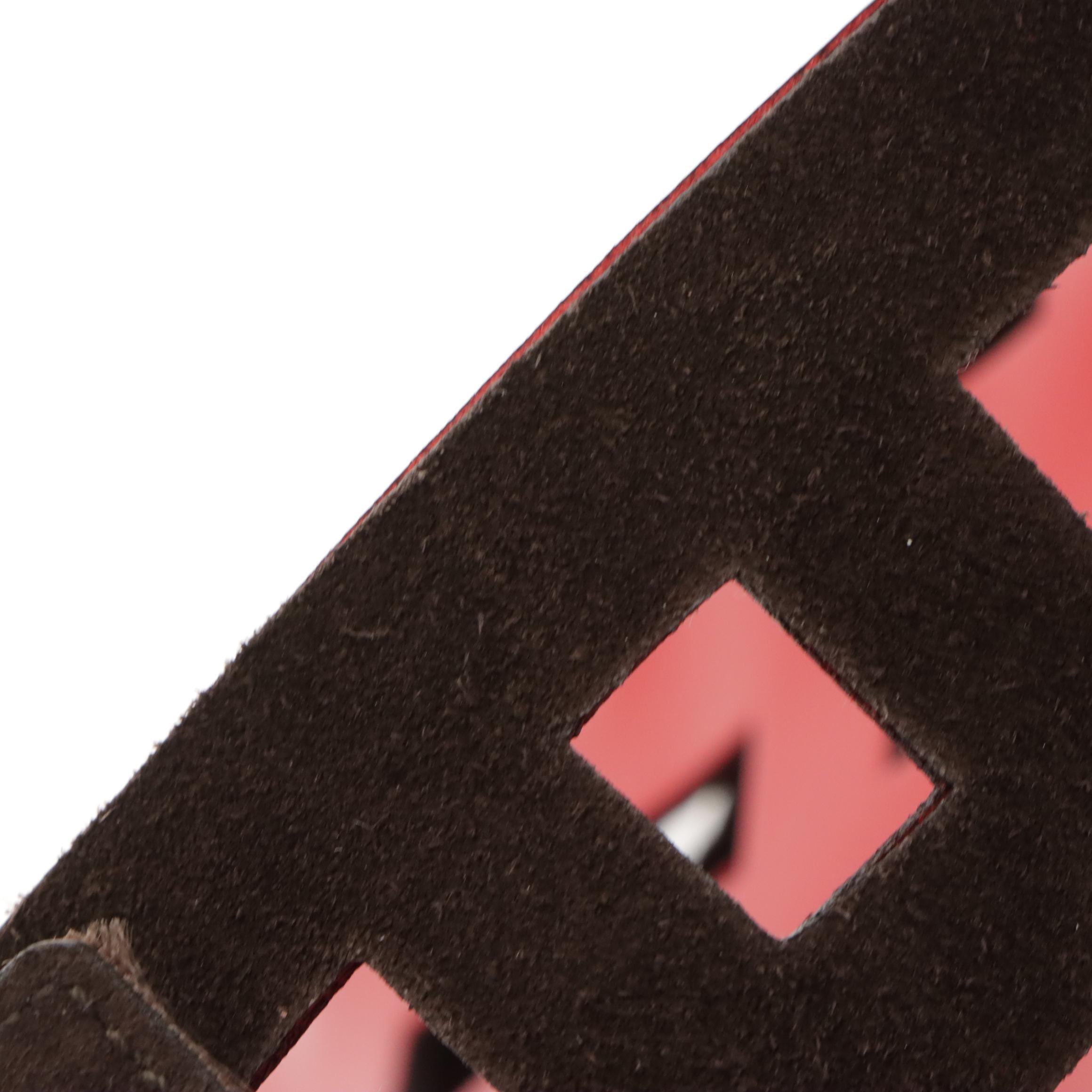 Prada Laser Cut Tote with Pouch B8857 in Rosso Spazzolato Leather