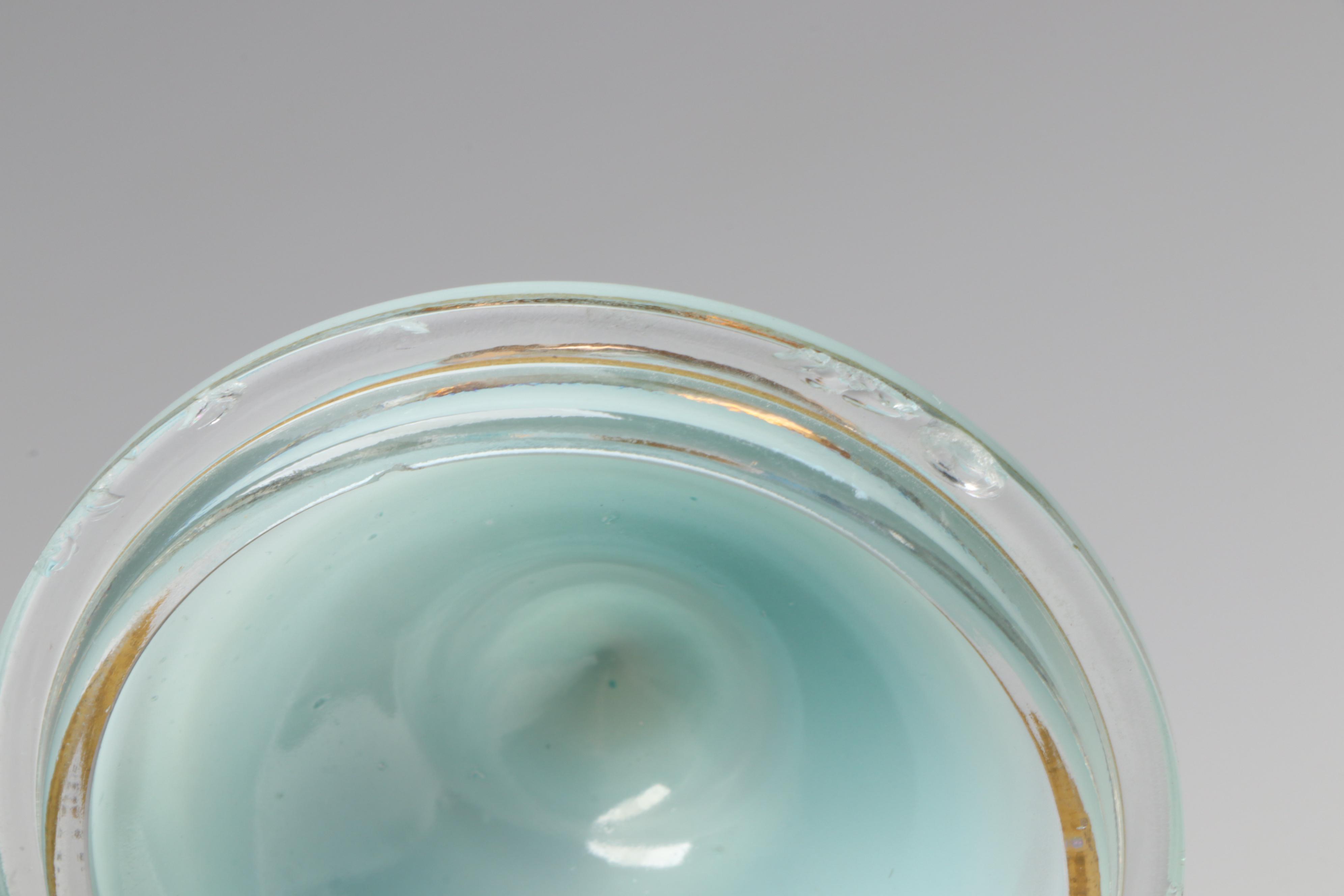 Victorian Hand-Painted Blue Opaline Bristol Glass, Carlo Moretti MCM and More