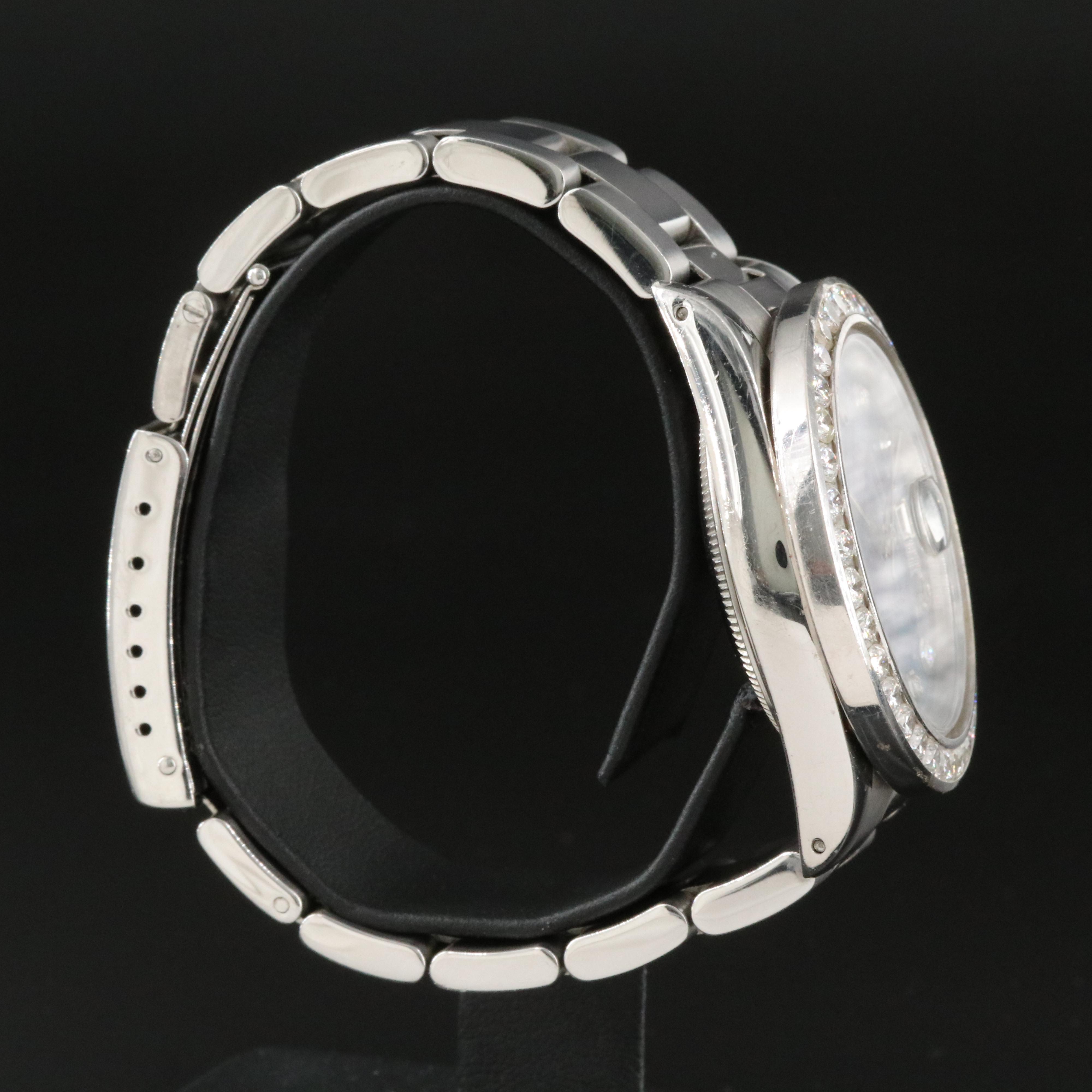 Rolex Datejust 16220 Custom 3.75 CTW Diamond Dial & Bezel Automatic Watch