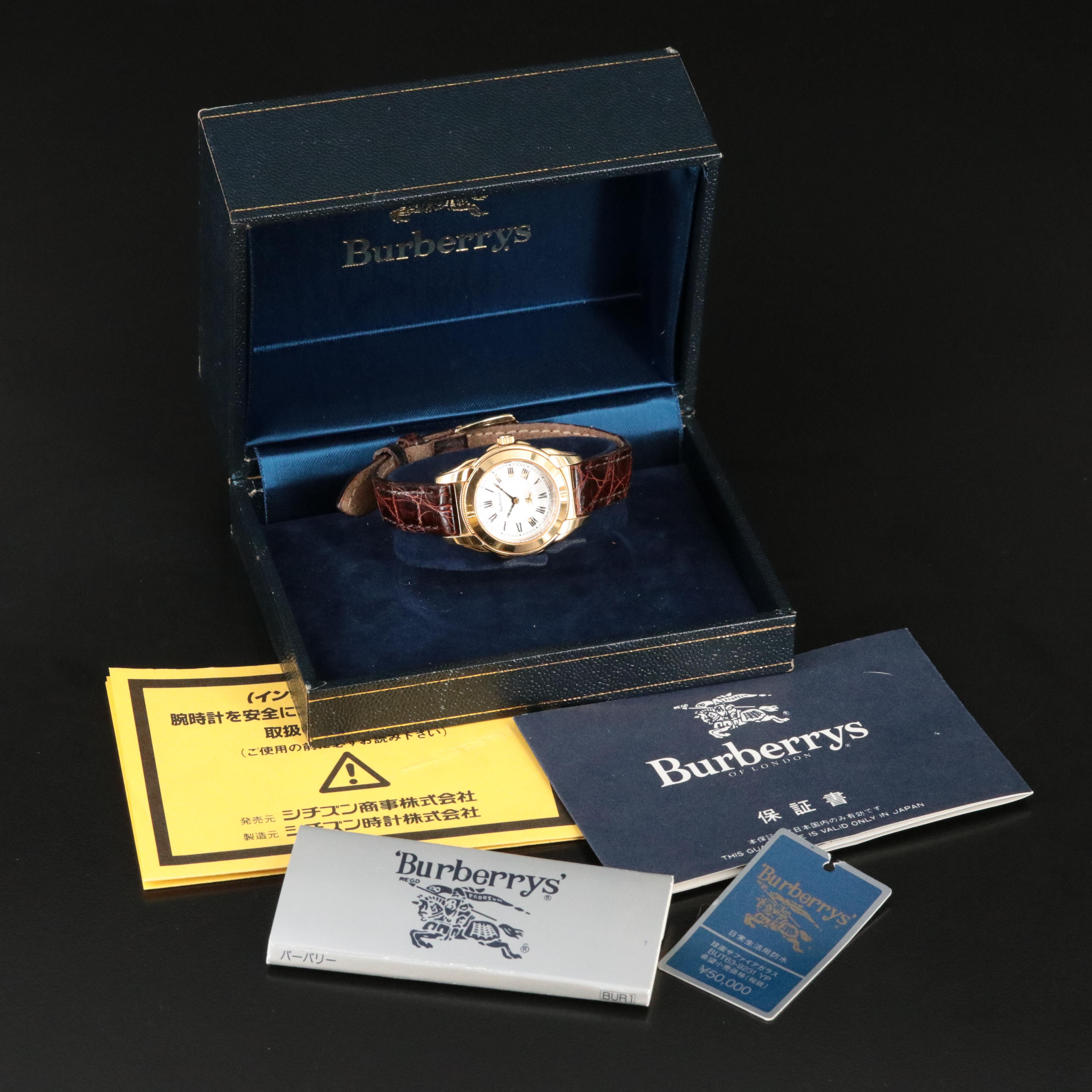 Burberrys Gold Tone Roman Dial Quartz Watch