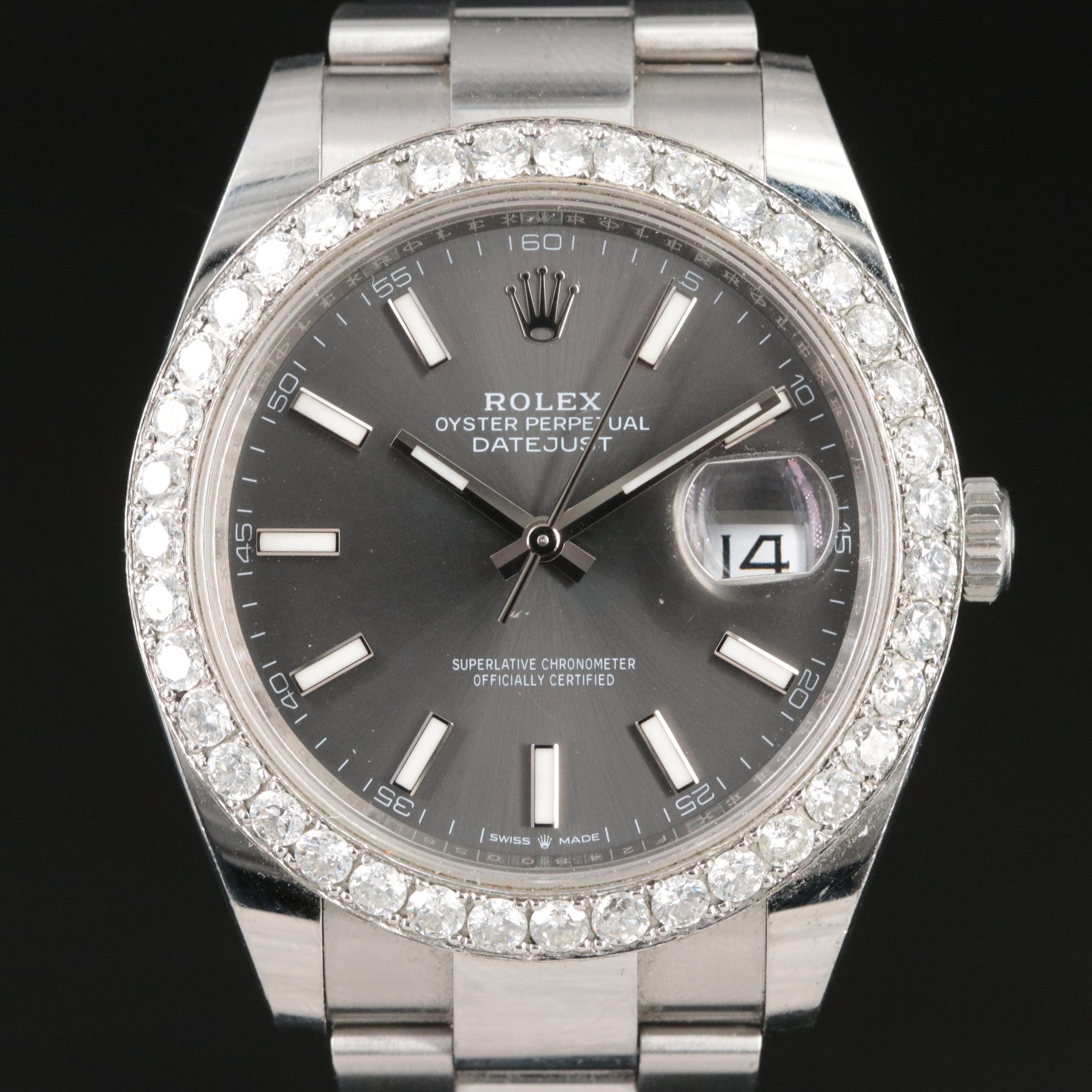 Rolex 4.17 CTW Custom Diamond Bezel Datejust Watch