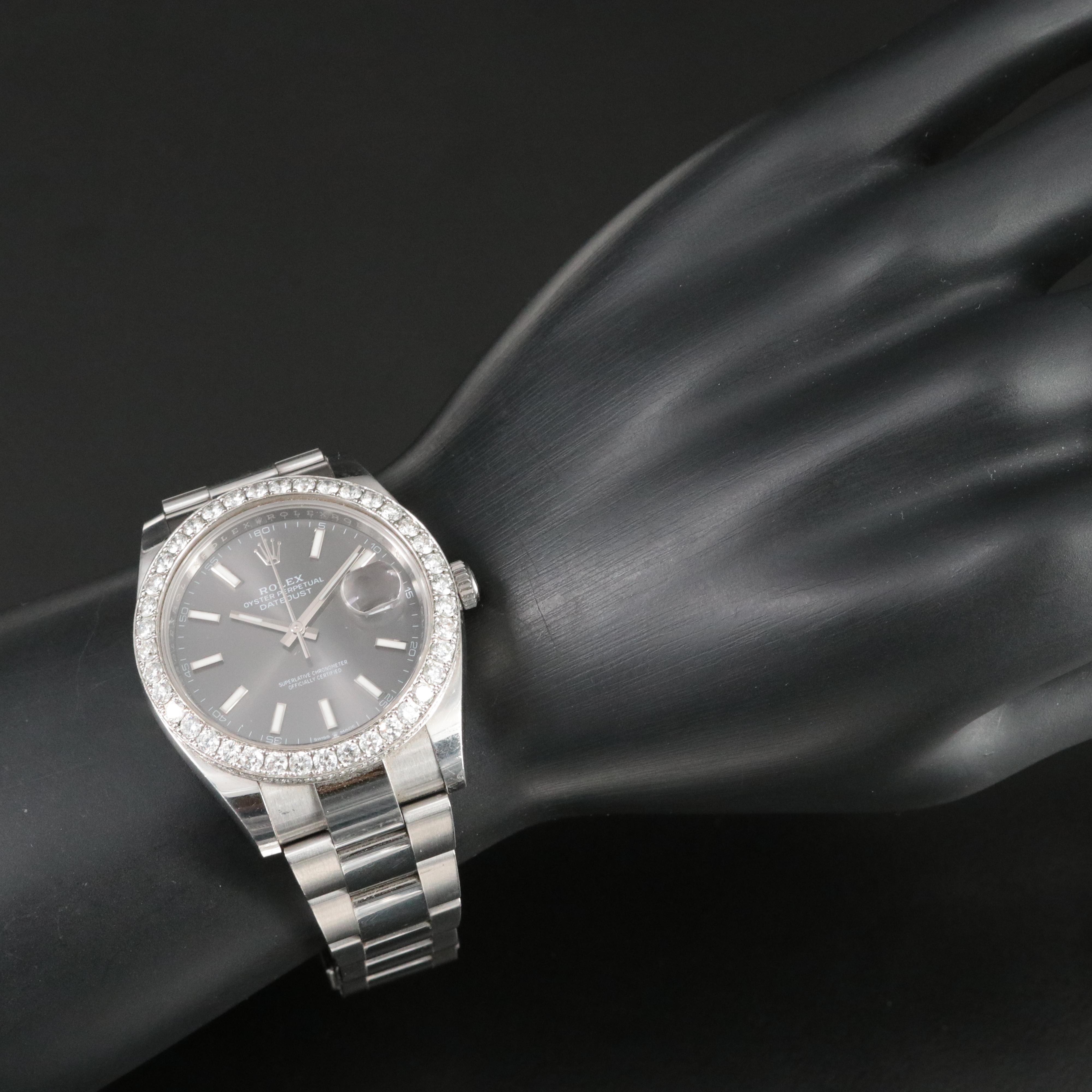 Rolex 4.17 CTW Custom Diamond Bezel Datejust Watch