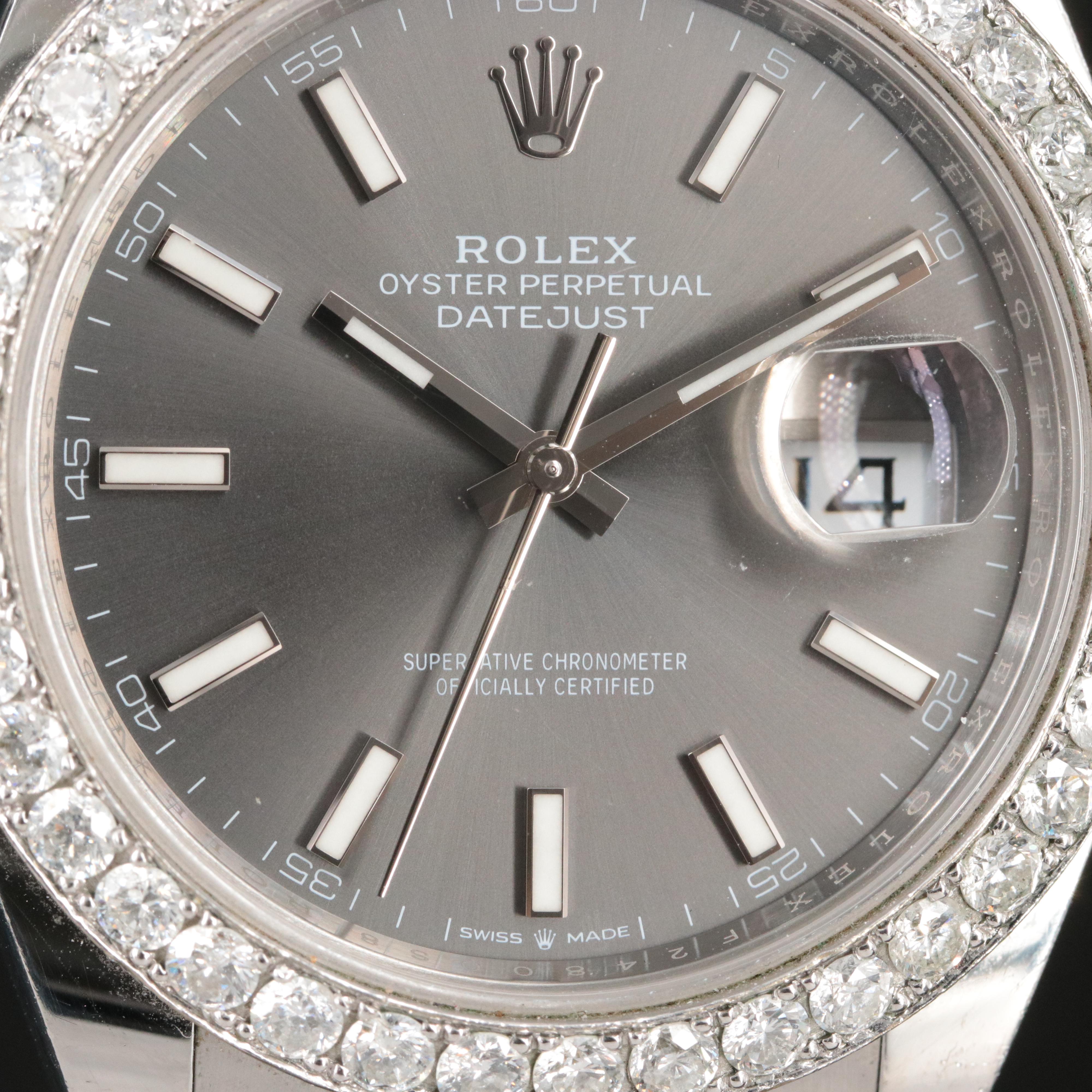 Rolex 4.17 CTW Custom Diamond Bezel Datejust Watch