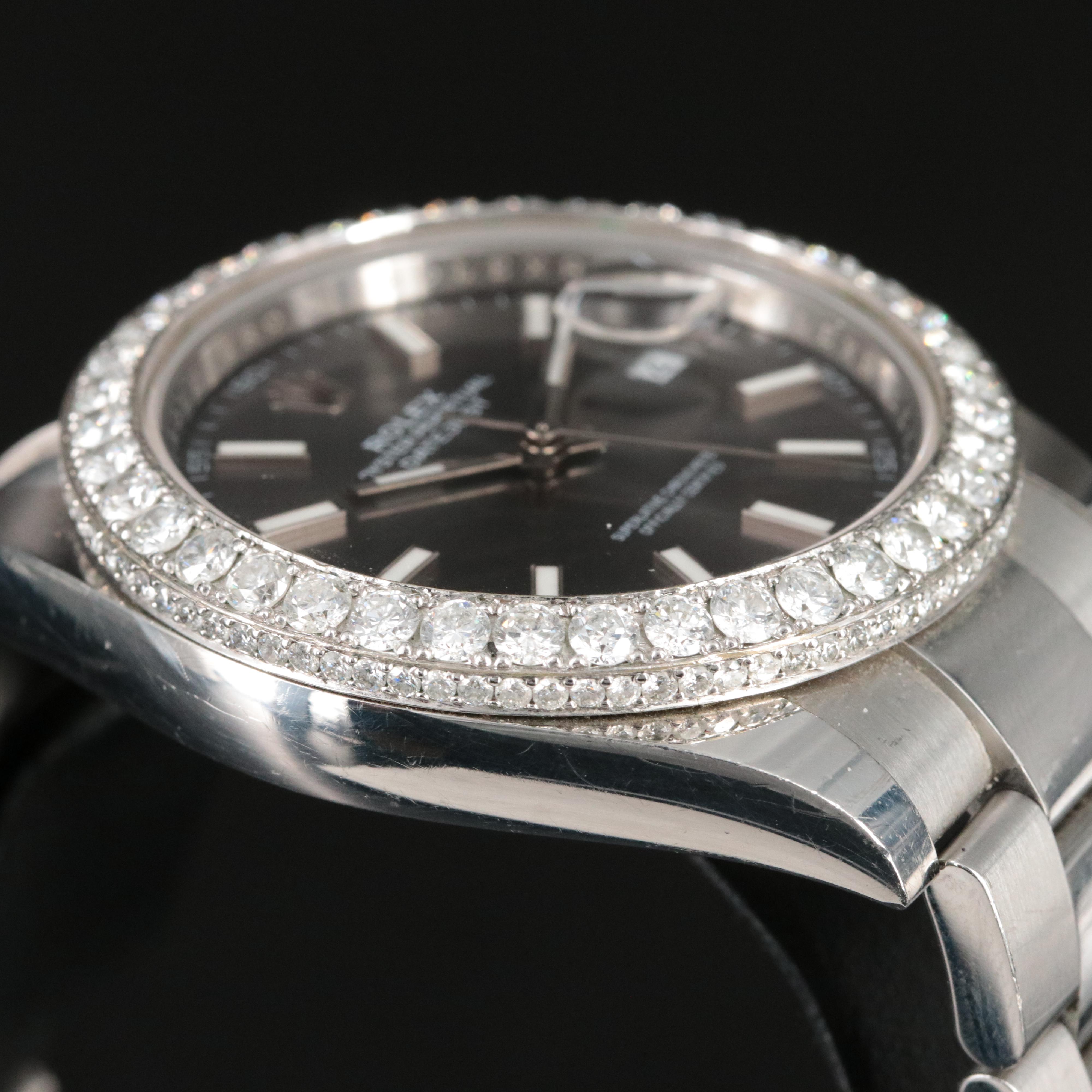 Rolex 4.17 CTW Custom Diamond Bezel Datejust Watch