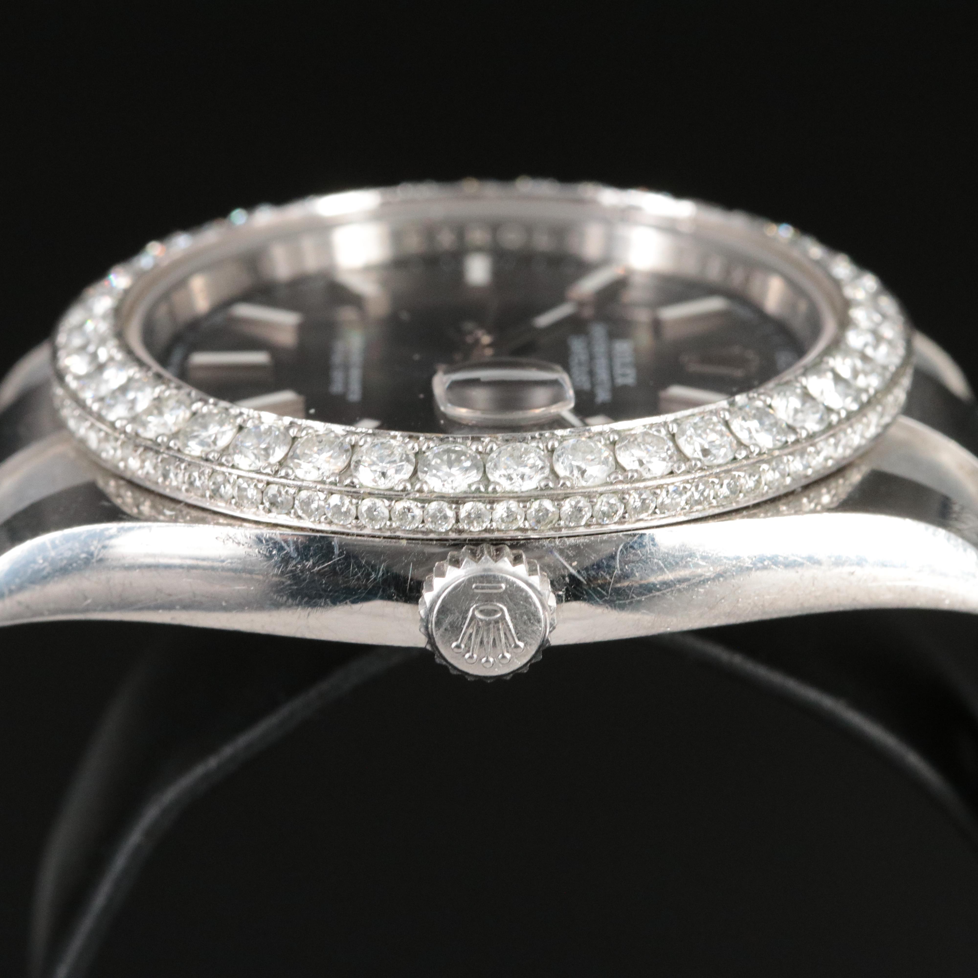 Rolex 4.17 CTW Custom Diamond Bezel Datejust Watch