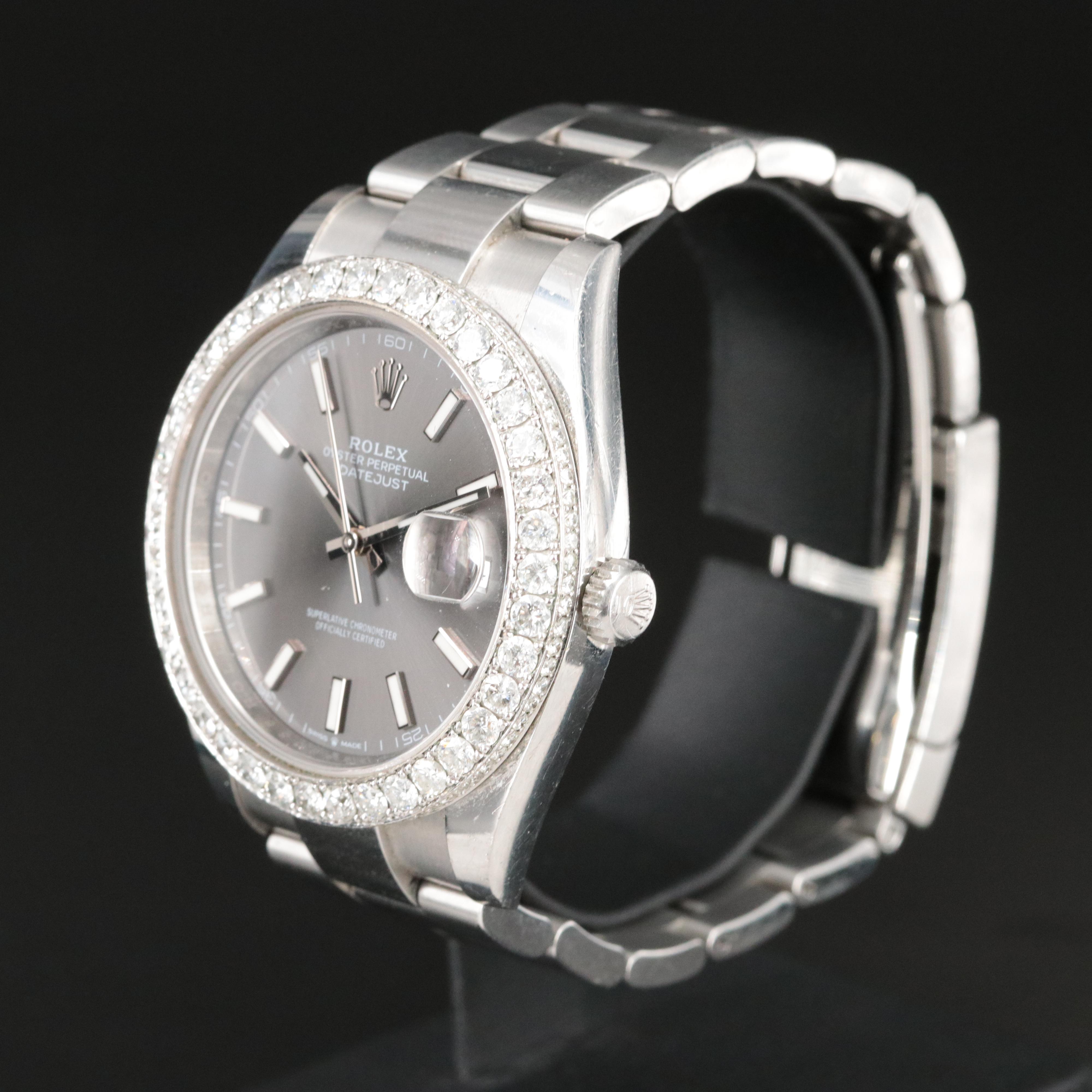 Rolex 4.17 CTW Custom Diamond Bezel Datejust Watch