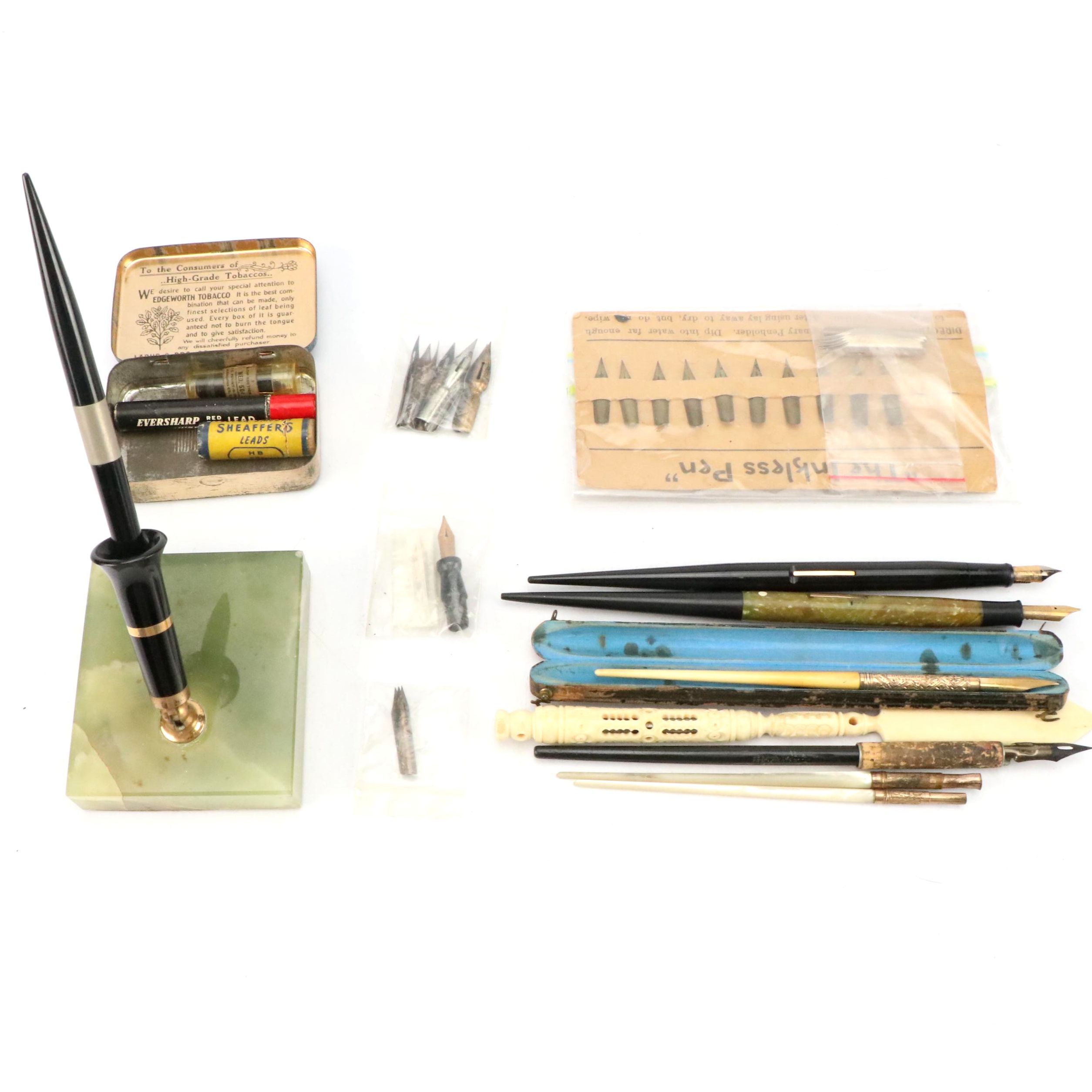 Leroy Fairchild Mother-of-Pearl Ink Dip Pens with Other Pens and Nibs