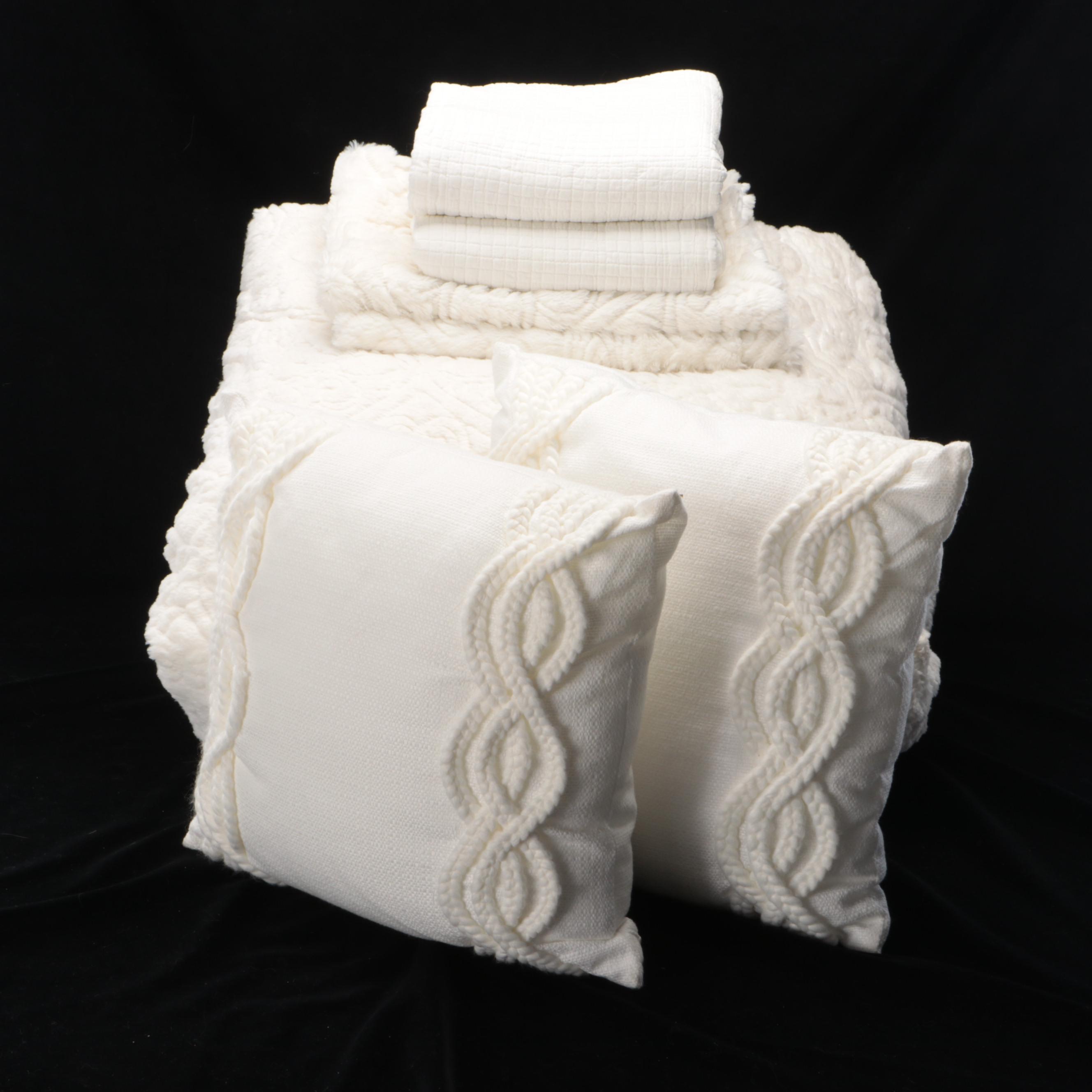 Indigo Loft White Faux Fur Queen Comforter with More Bed Linens