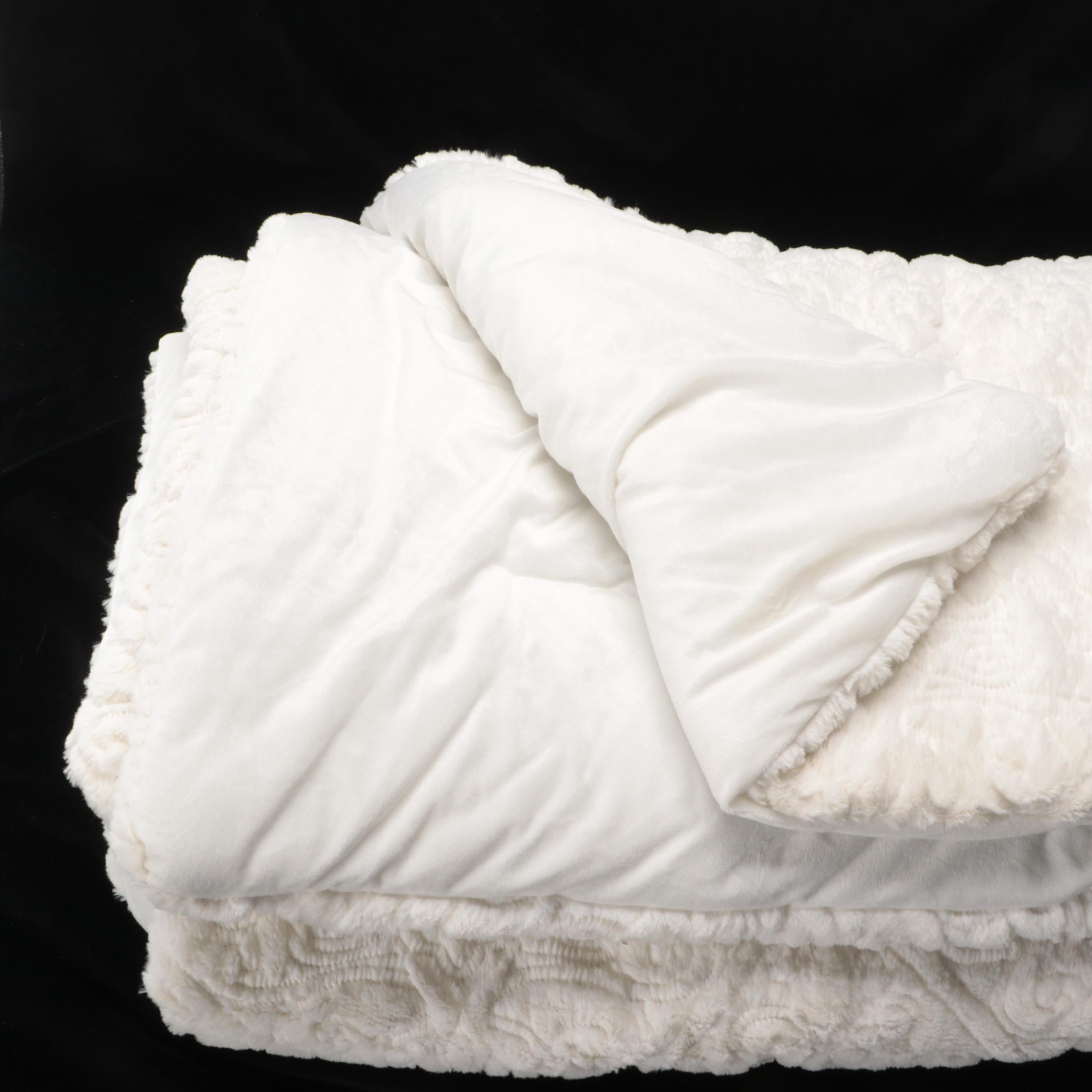 Indigo Loft White Faux Fur Queen Comforter with More Bed Linens