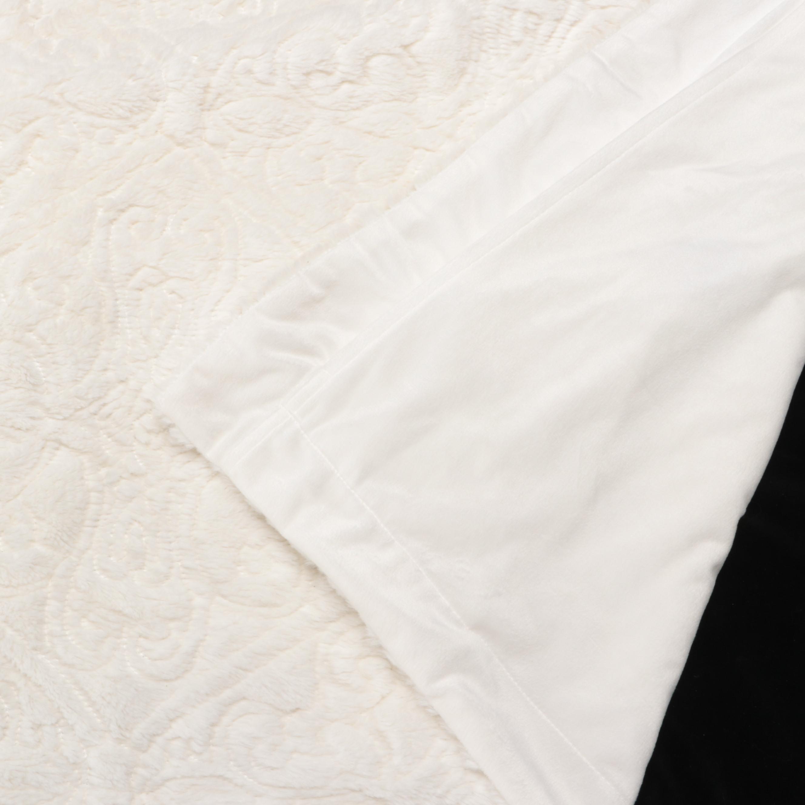 Indigo Loft White Faux Fur Queen Comforter with More Bed Linens