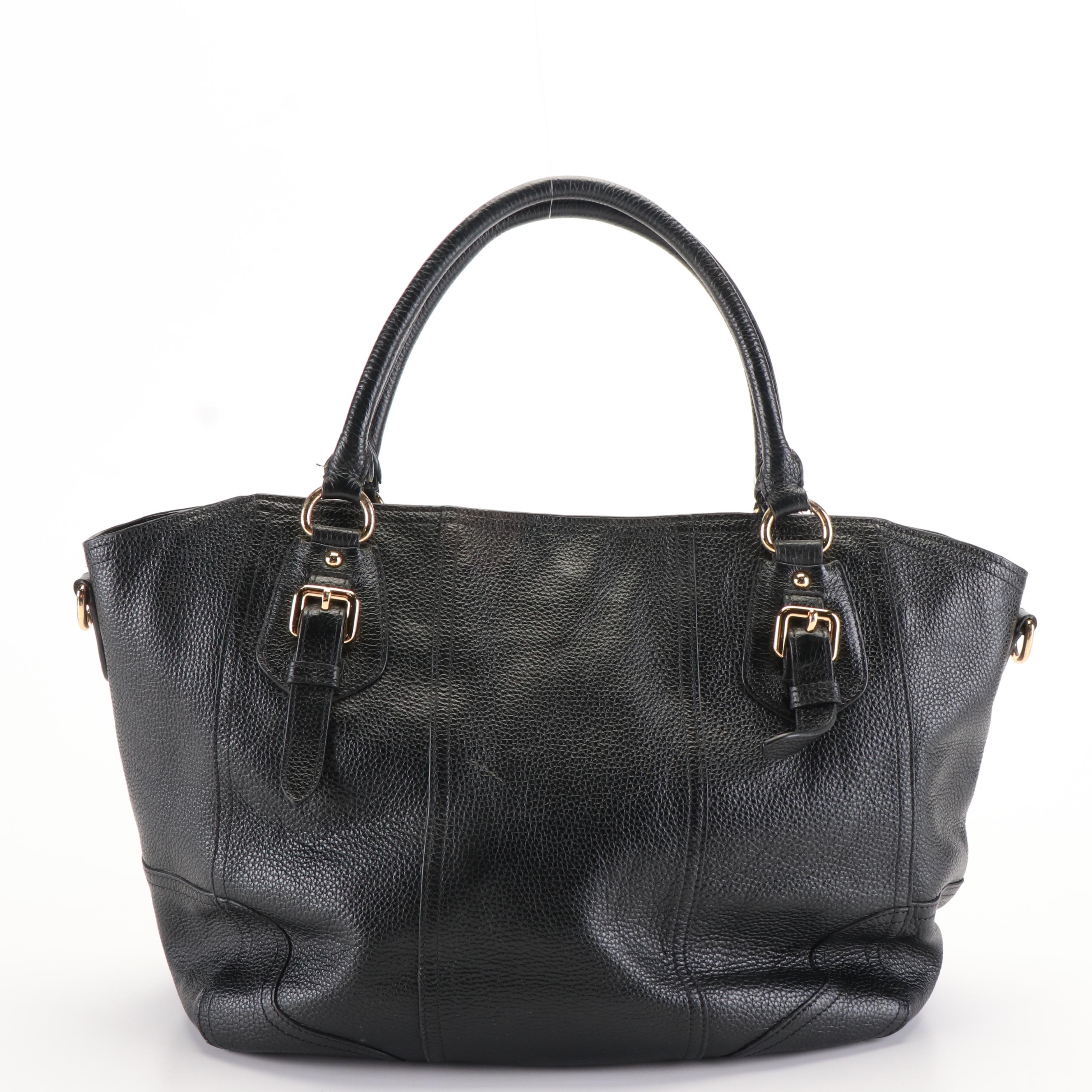 Prada Cervo Antik Nero Vitello Daino Leather Shoulder Bag