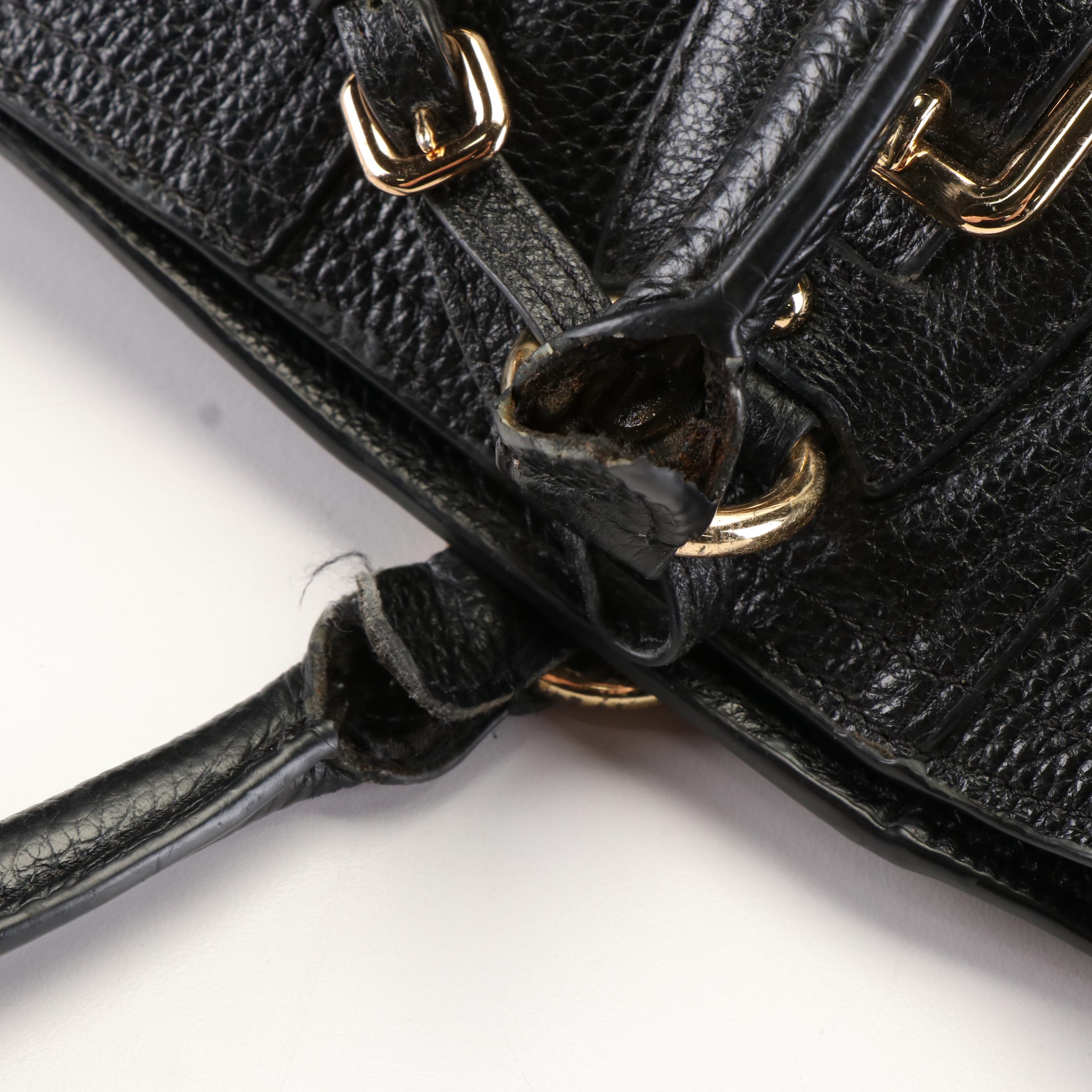 Prada Cervo Antik Nero Vitello Daino Leather Shoulder Bag