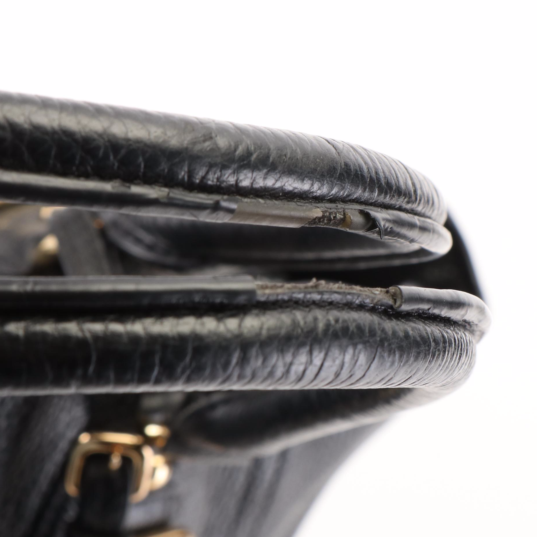 Prada Cervo Antik Nero Vitello Daino Leather Shoulder Bag