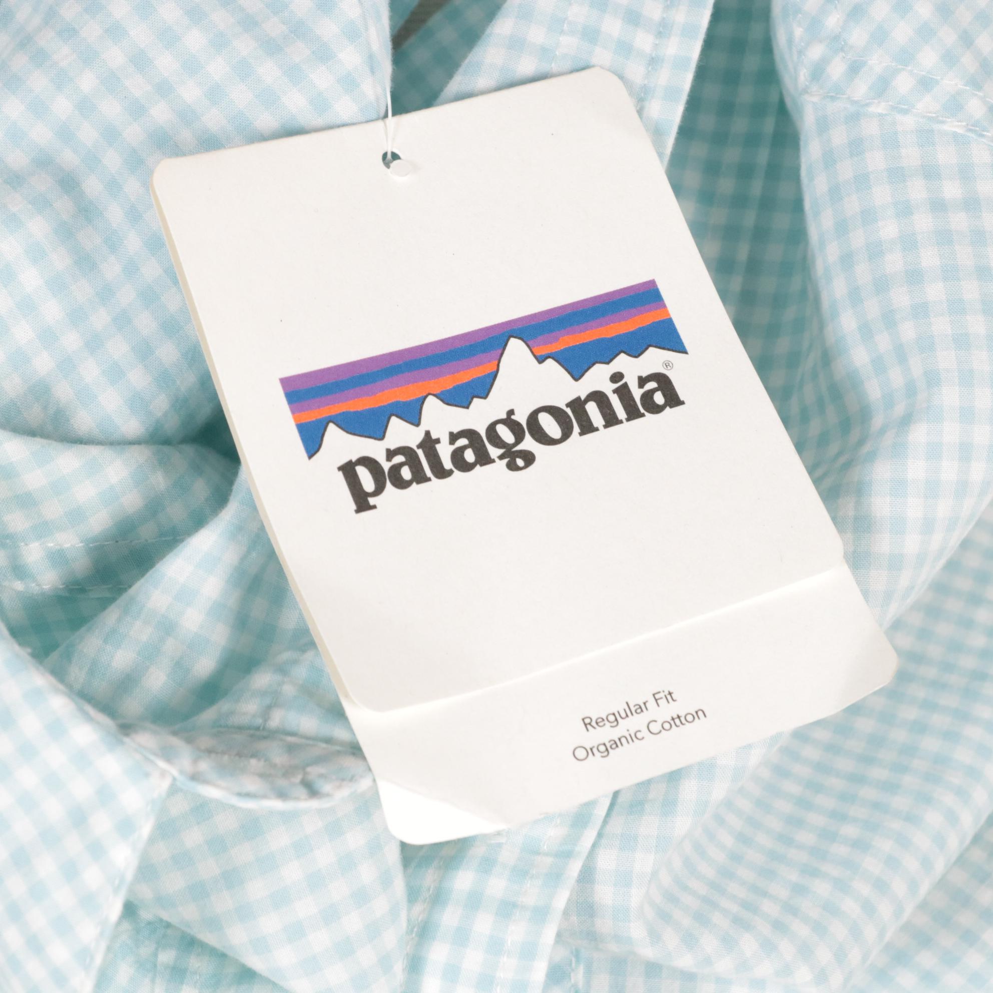 Patagonia Brookgreen Long Sleeve Button-Down Shirt in Blue Organic Cotton, NWT