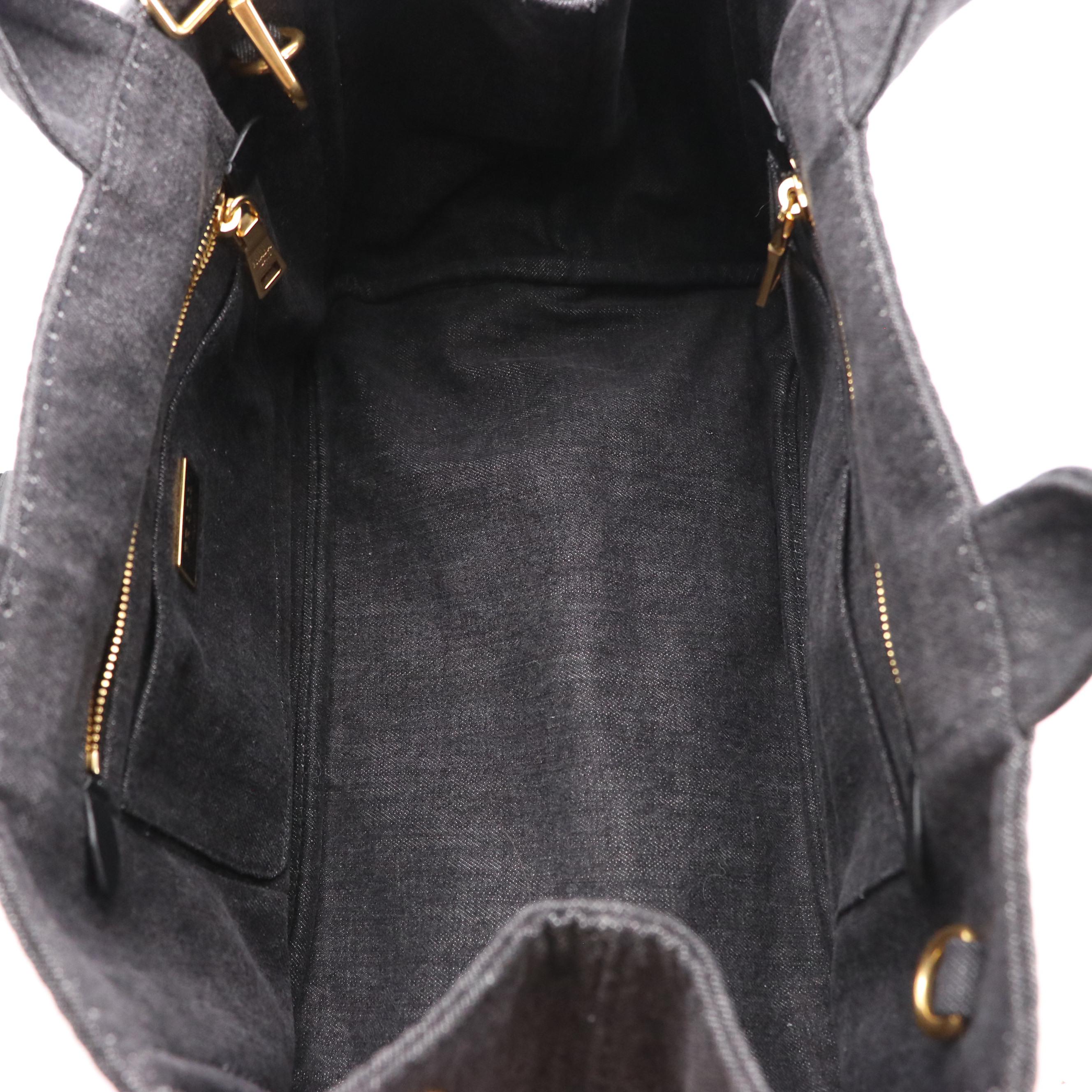 Prada Grey Denim Canapa Canvas Two-Way Tote Bag