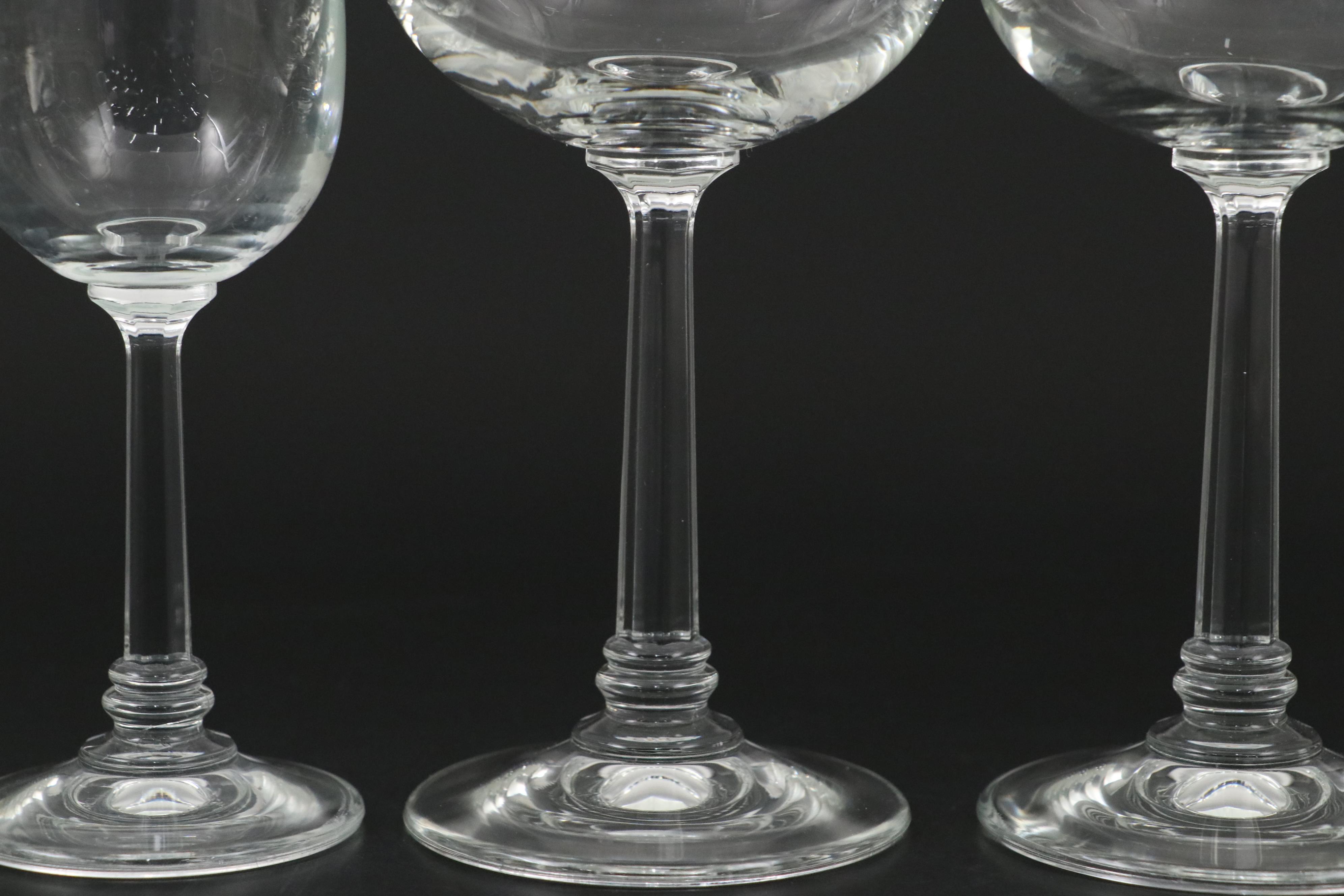 Clear Glass Wine Glasses and Champagne Flutes