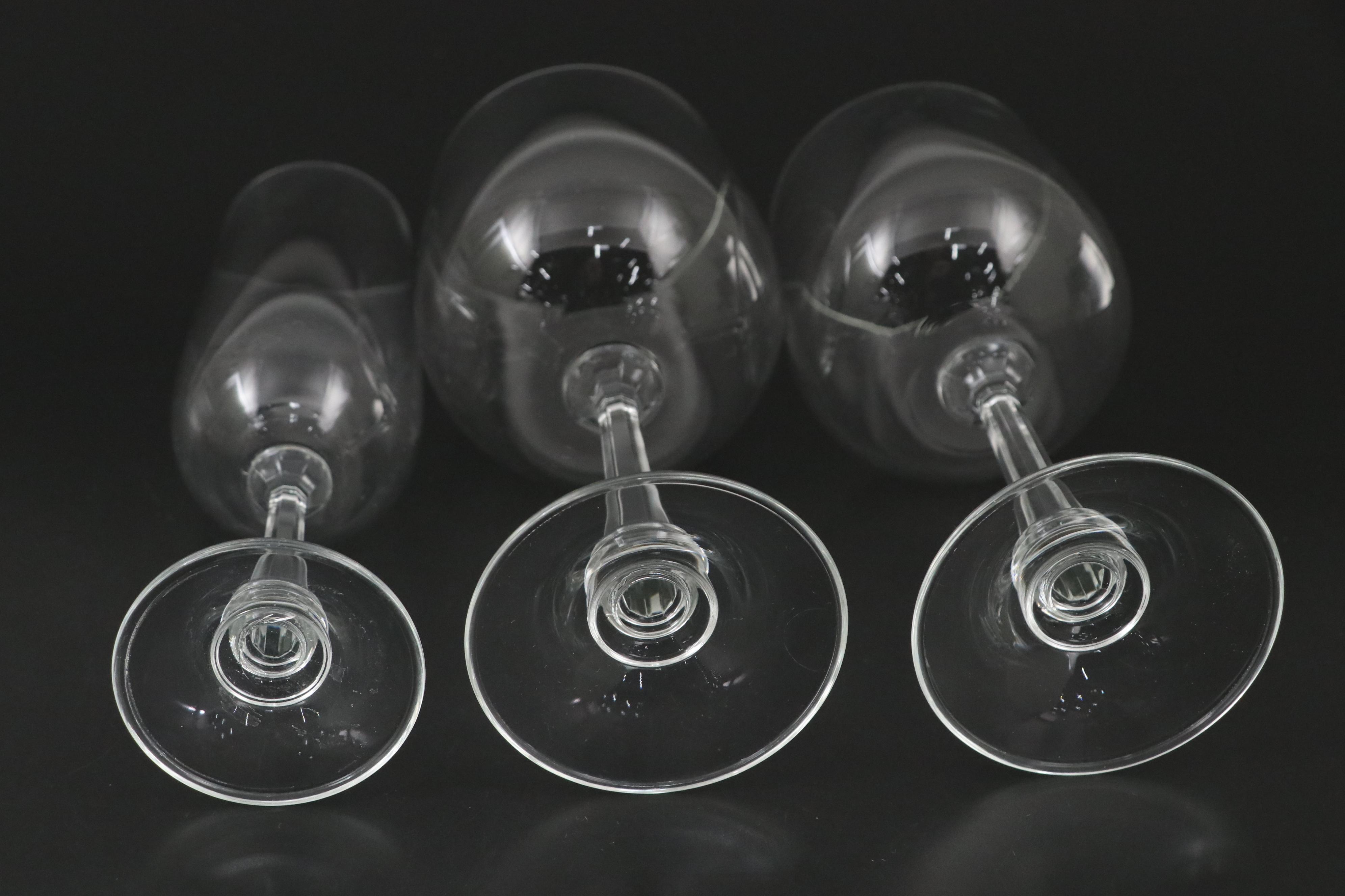 Clear Glass Wine Glasses and Champagne Flutes