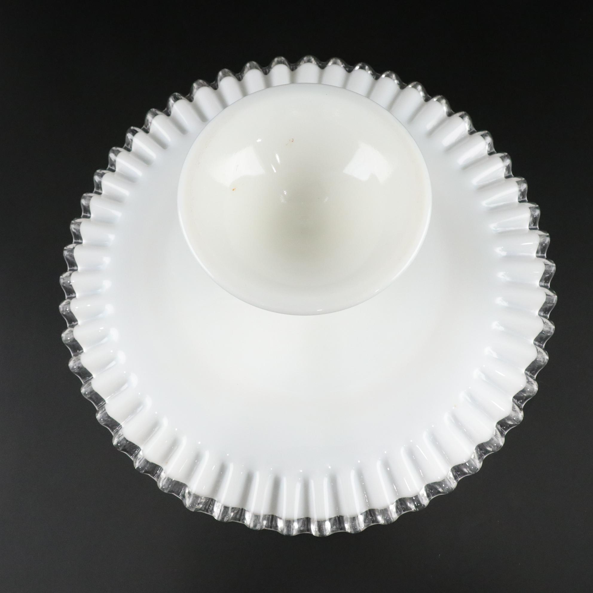 Fenton "Silver Crest" Ruffled Milk Glass Cake Stand and More