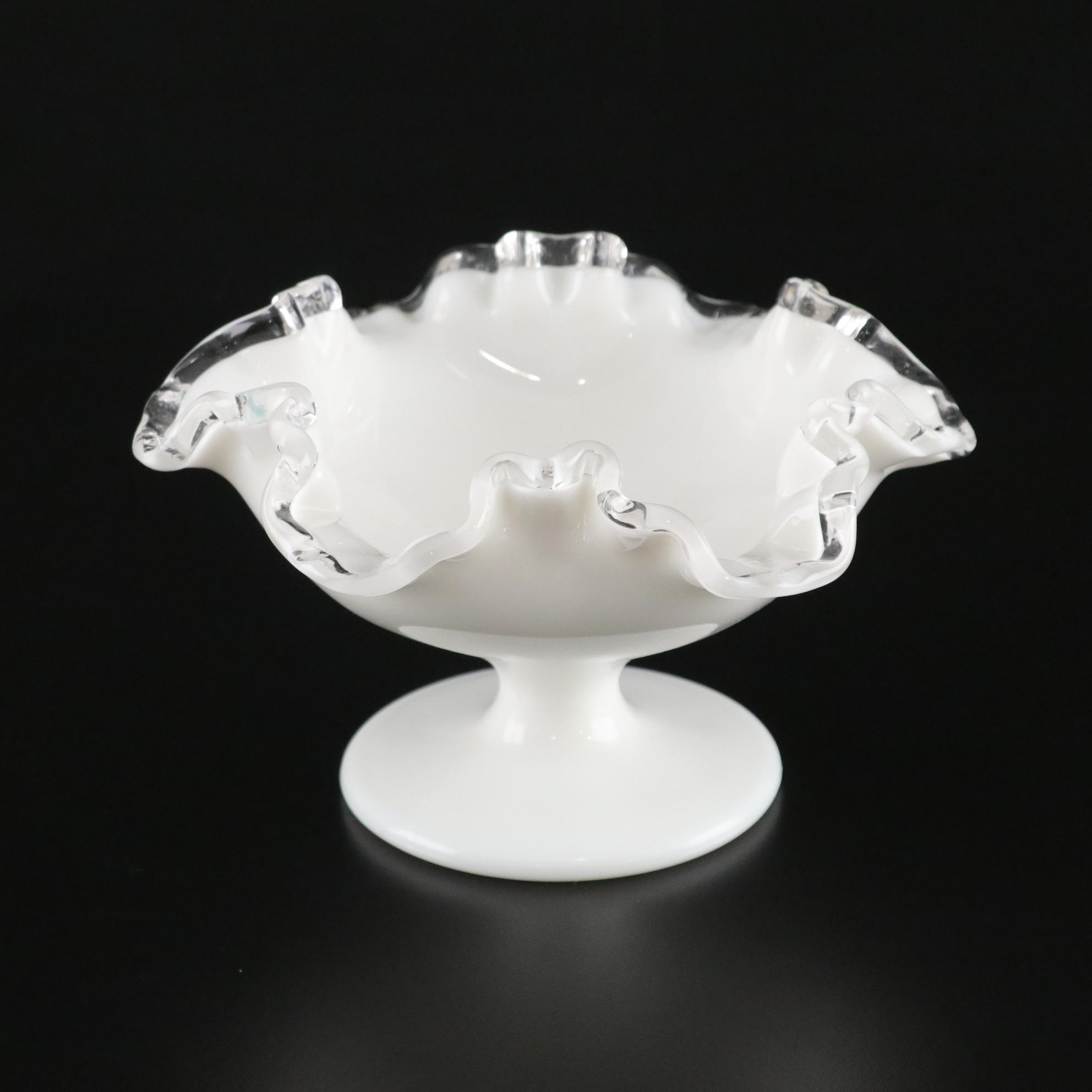 Fenton "Silver Crest" Ruffled Milk Glass Cake Stand and More