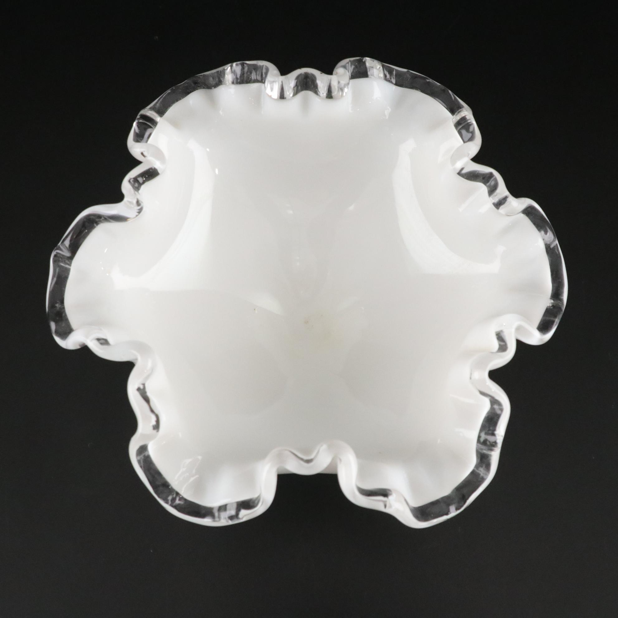 Fenton "Silver Crest" Ruffled Milk Glass Cake Stand and More