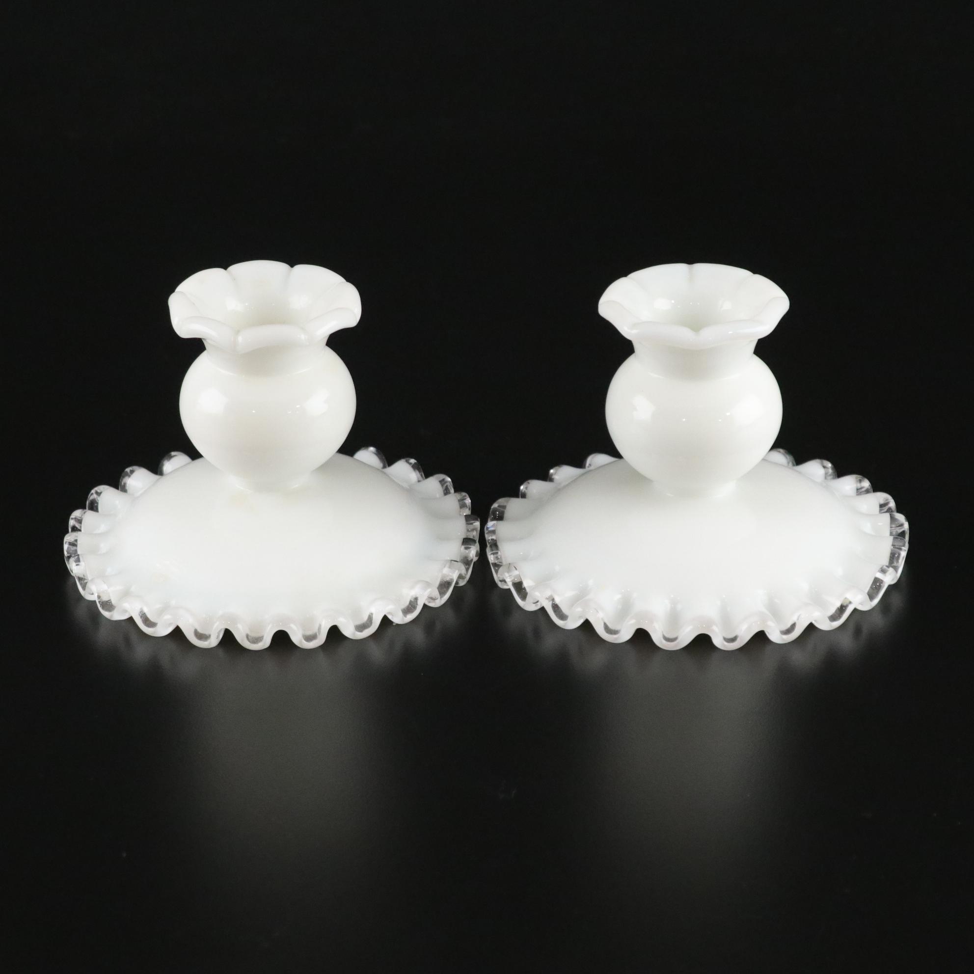 Fenton "Silver Crest" Ruffled Milk Glass Cake Stand and More