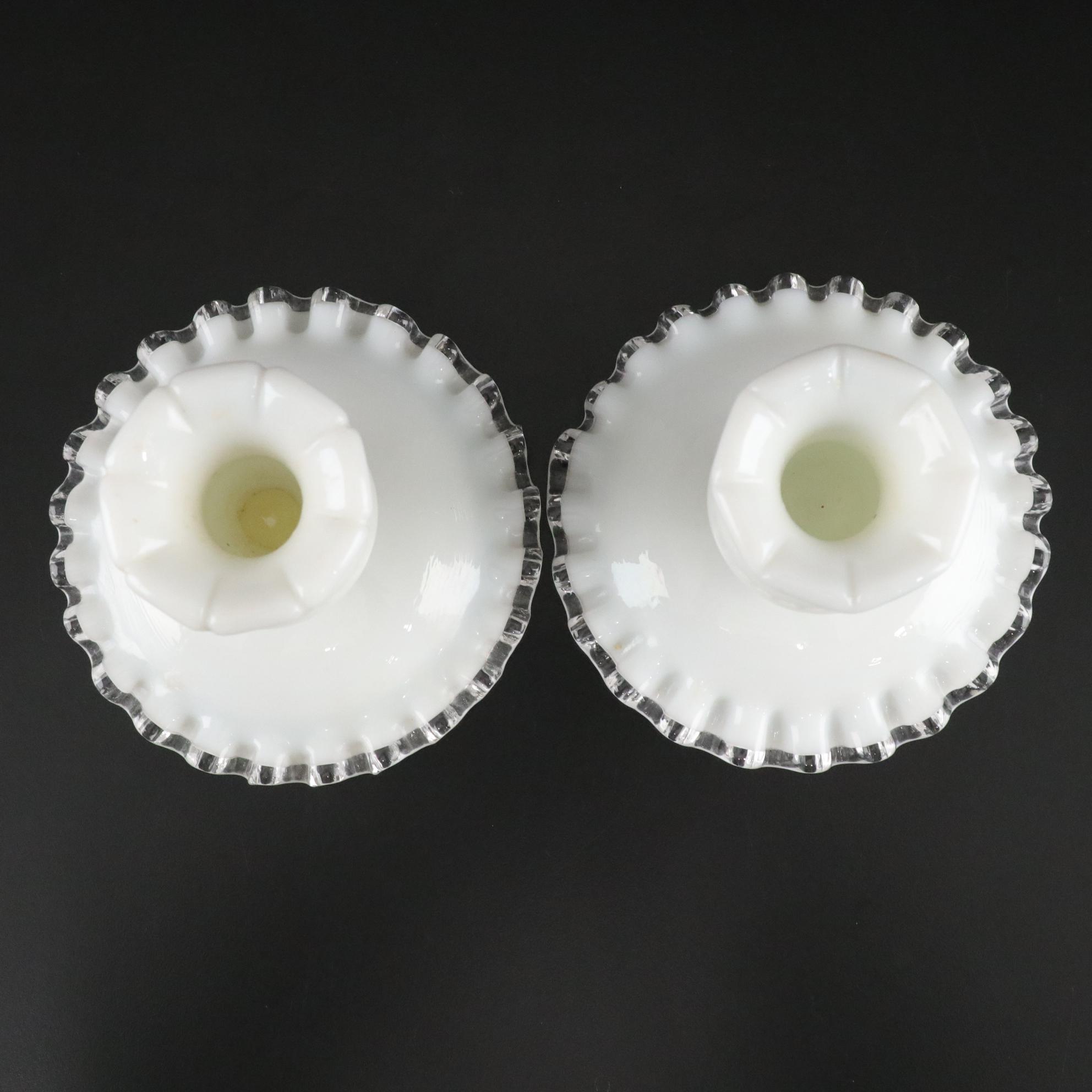 Fenton "Silver Crest" Ruffled Milk Glass Cake Stand and More