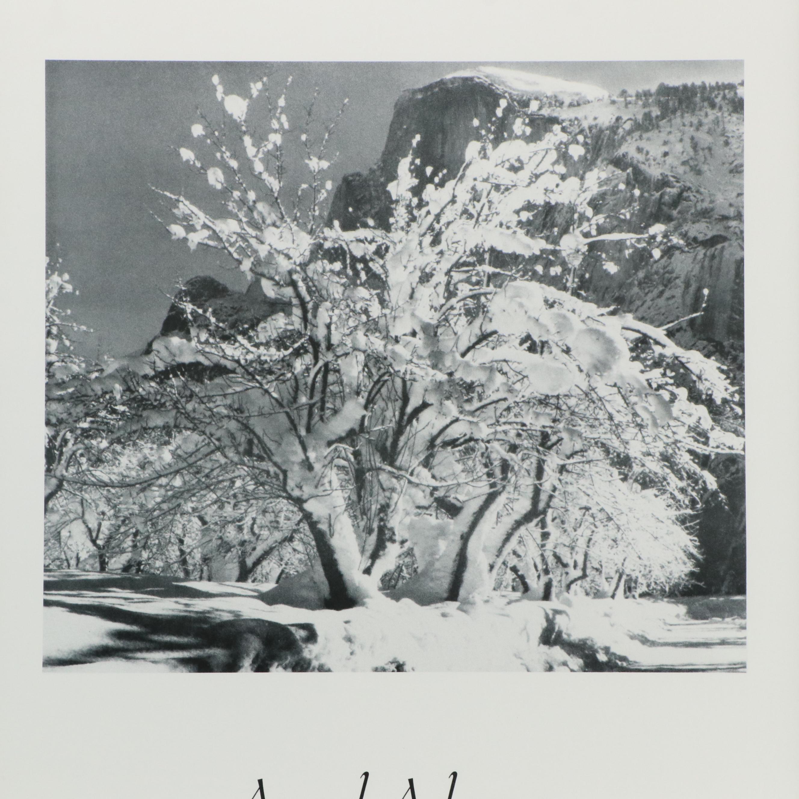 Ansel Adams Exhibition Poster Featuring "Snow Covered Apple Orchard"