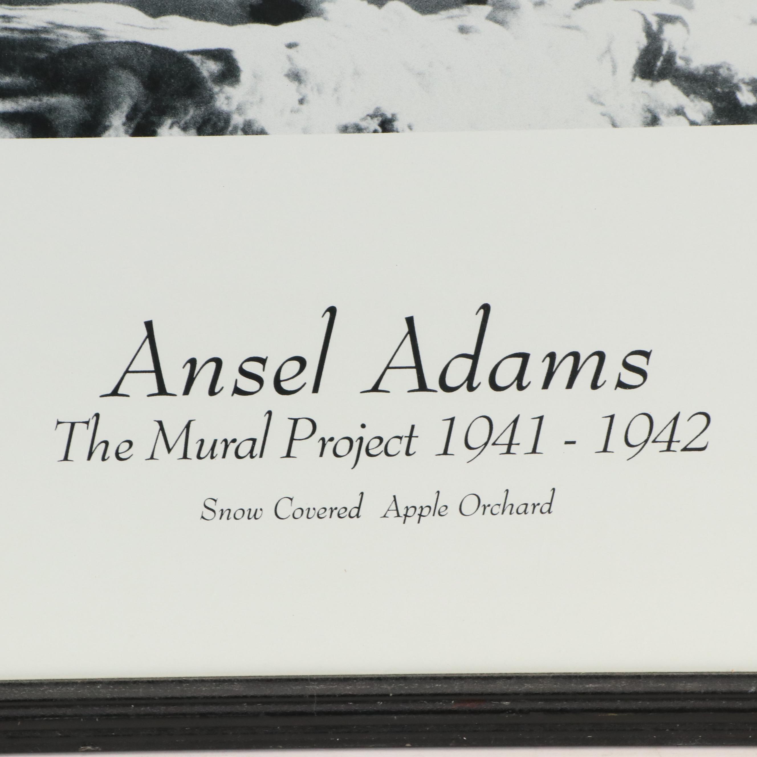 Ansel Adams Exhibition Poster Featuring "Snow Covered Apple Orchard"