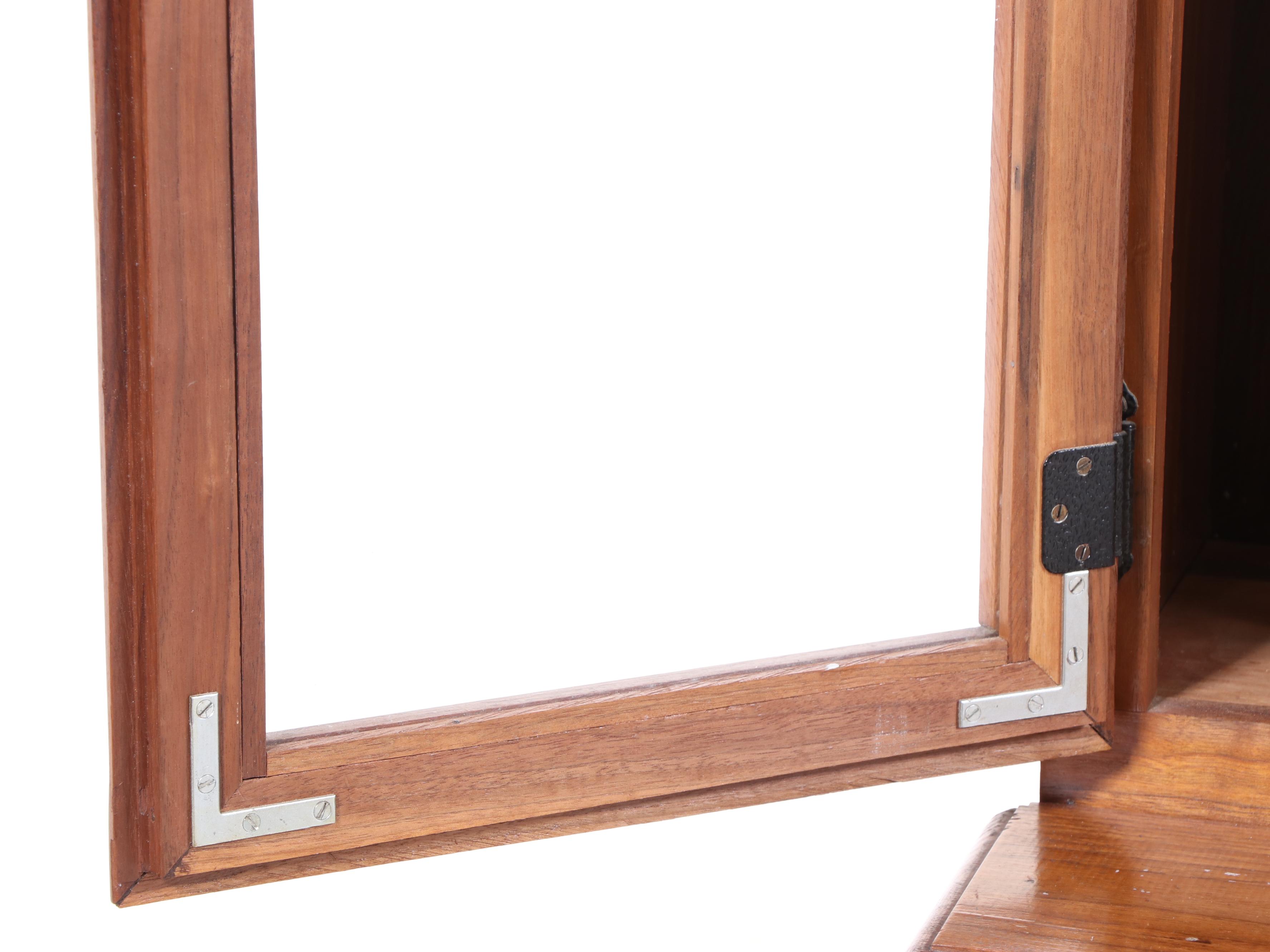 Mid Century Modern Walnut Custom-Made Stepback Display Cabinet